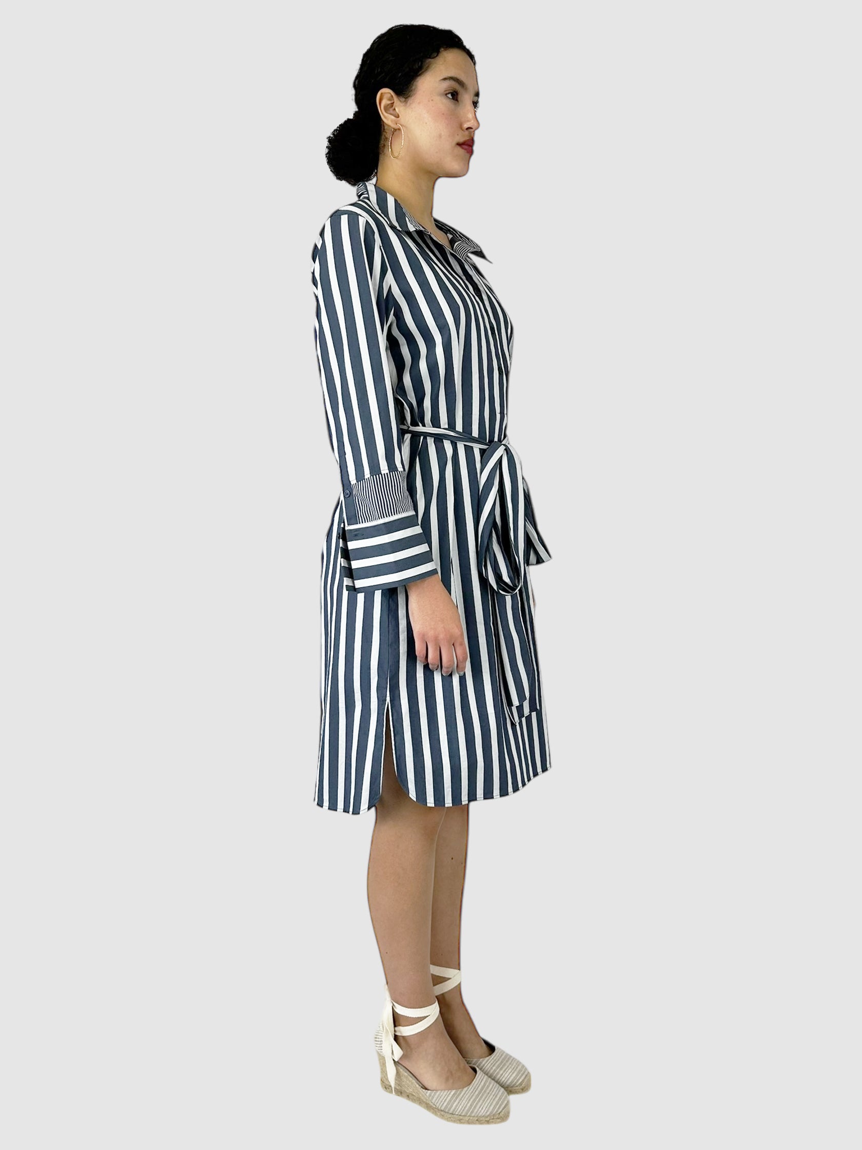 Striped Belted Midi Dress