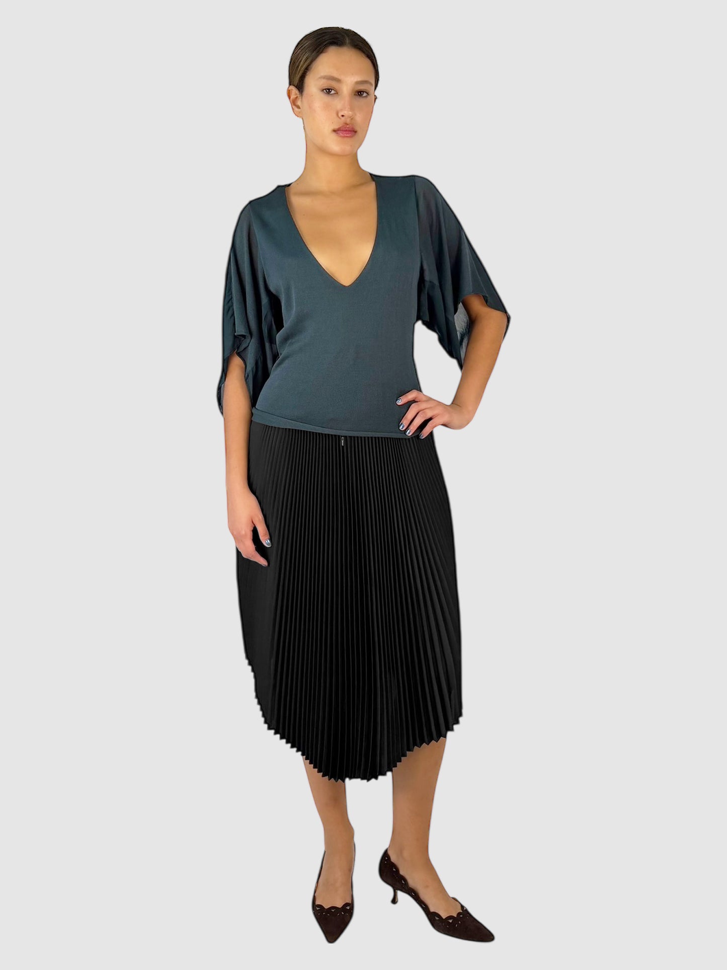Silk Deep Cut Top