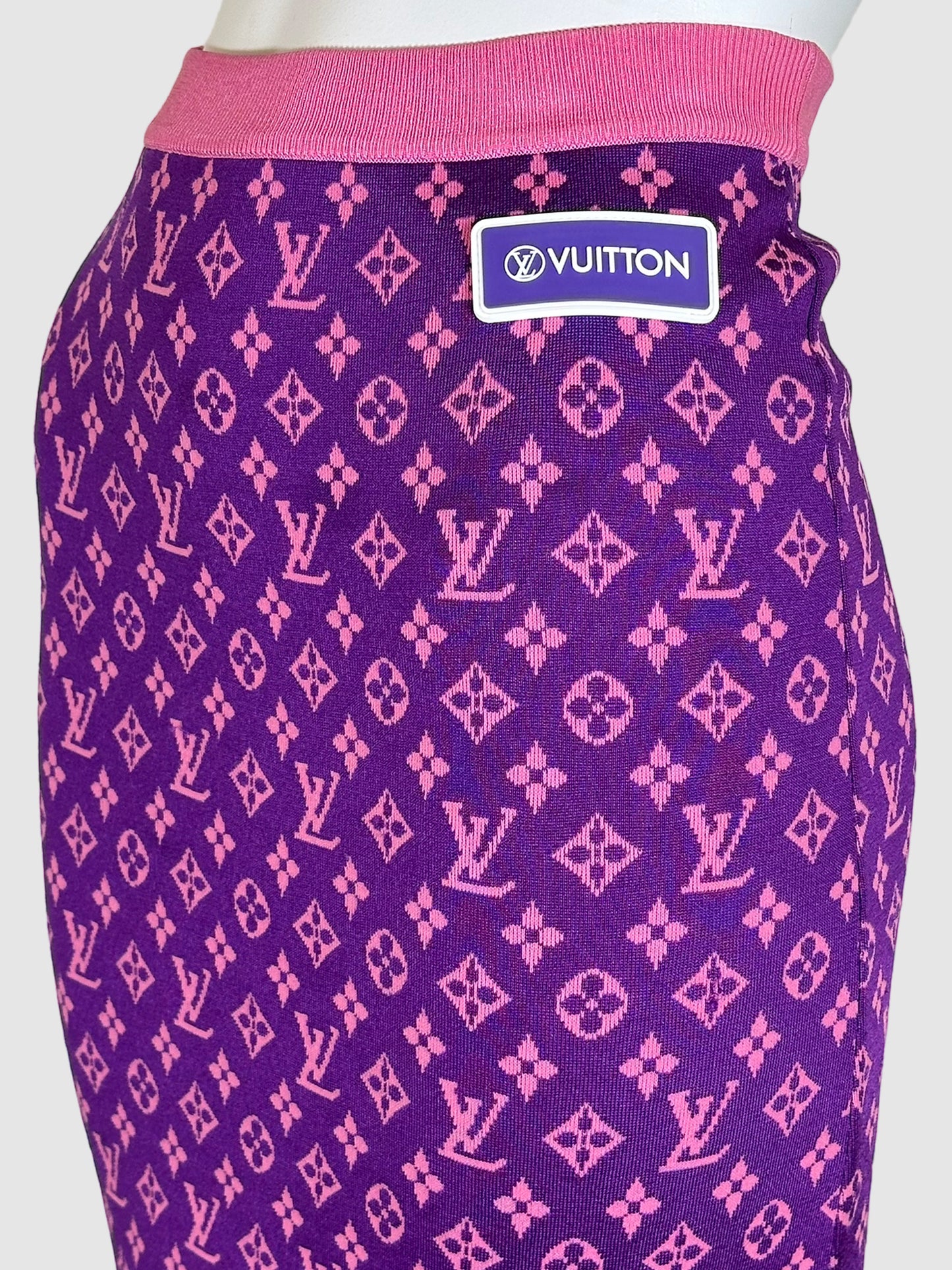 Monogram Print Midi Skirt - Size XS