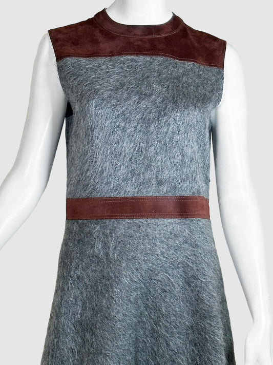 Louis Vuitton Wool Blend Suede Accent Dress - Size M