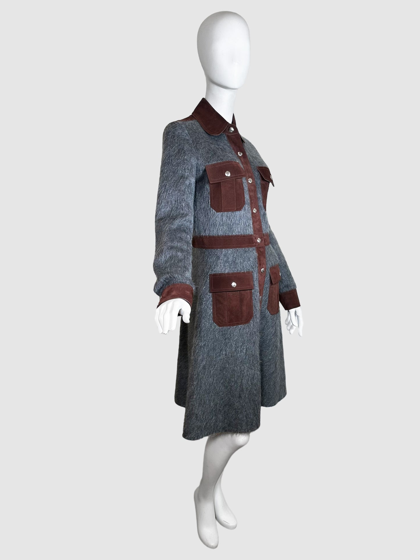 Louis Vuitton Wool Blend Suede Accent Coat - Size M