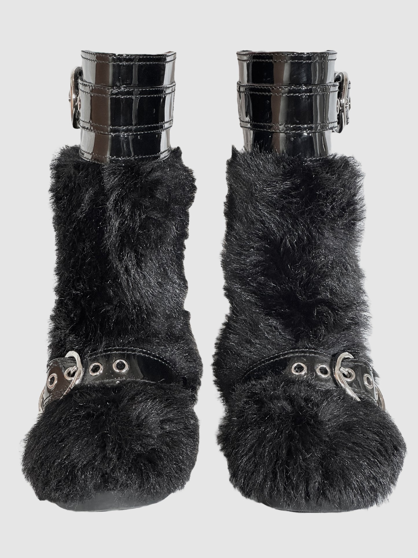 Leather Trim Faux Fur Snow Boots - Size 38