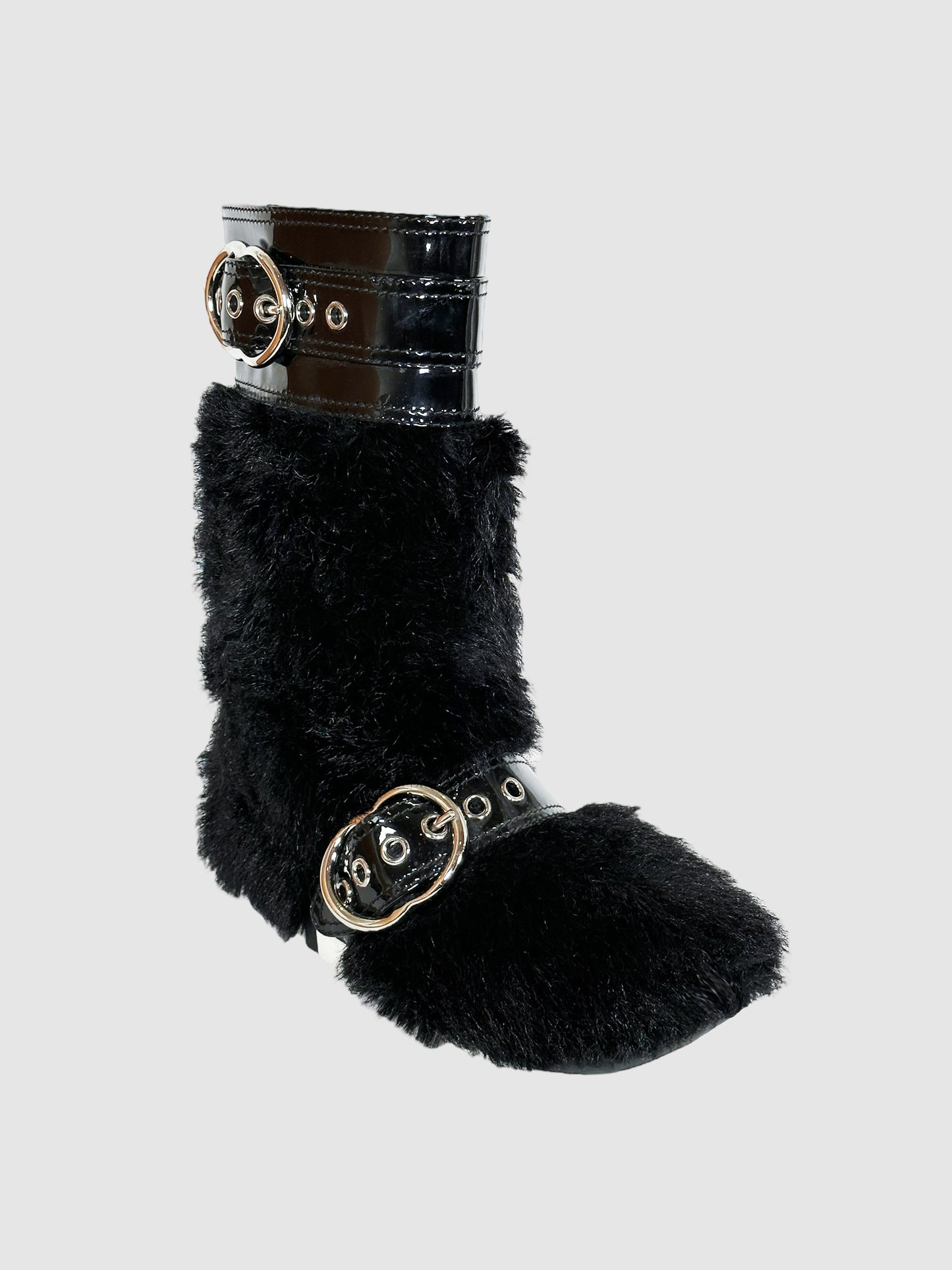 Leather Trim Faux Fur Snow Boots - Size 38
