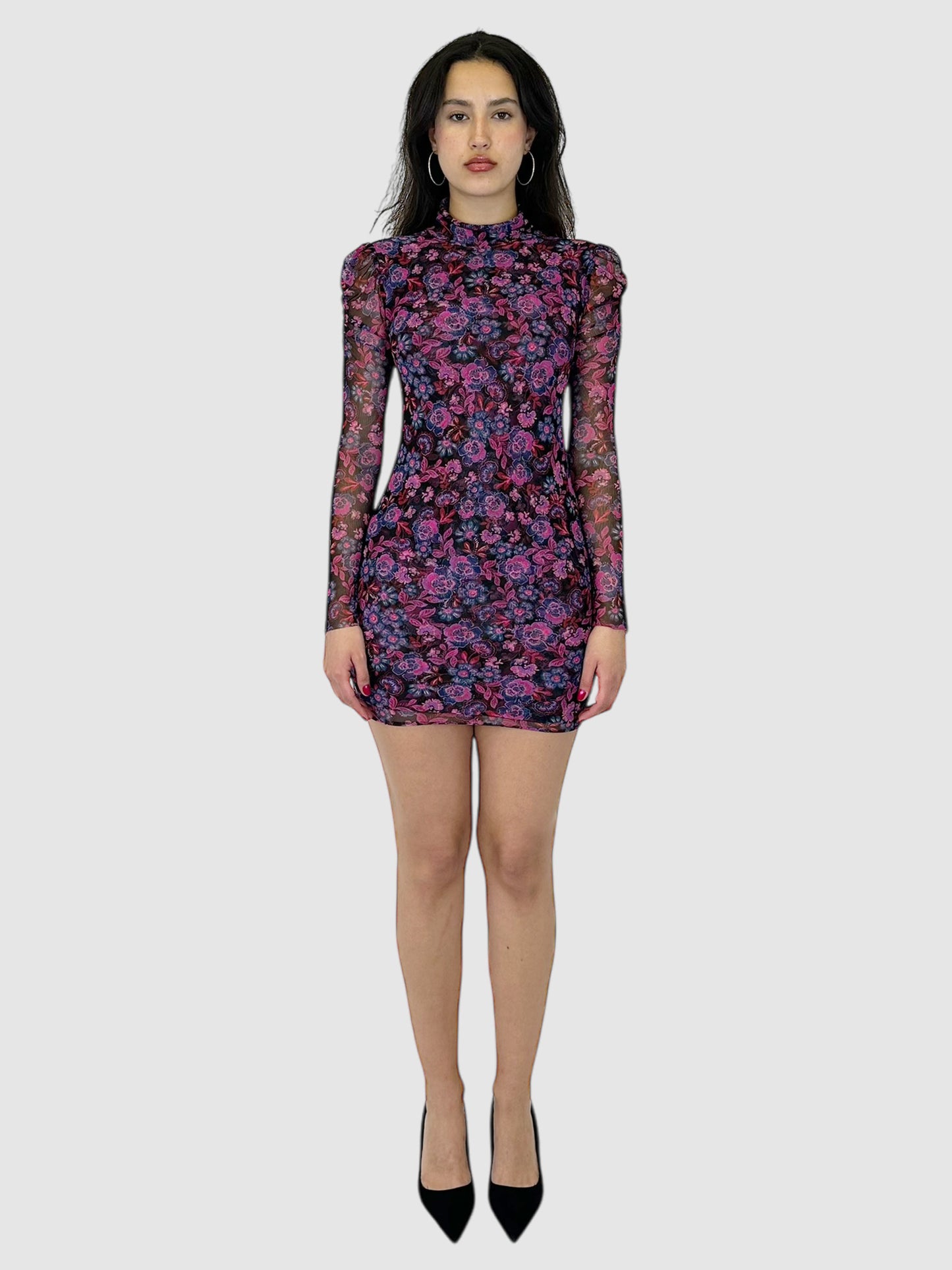 Stormi Floral Mesh Mini Dress - Size XS