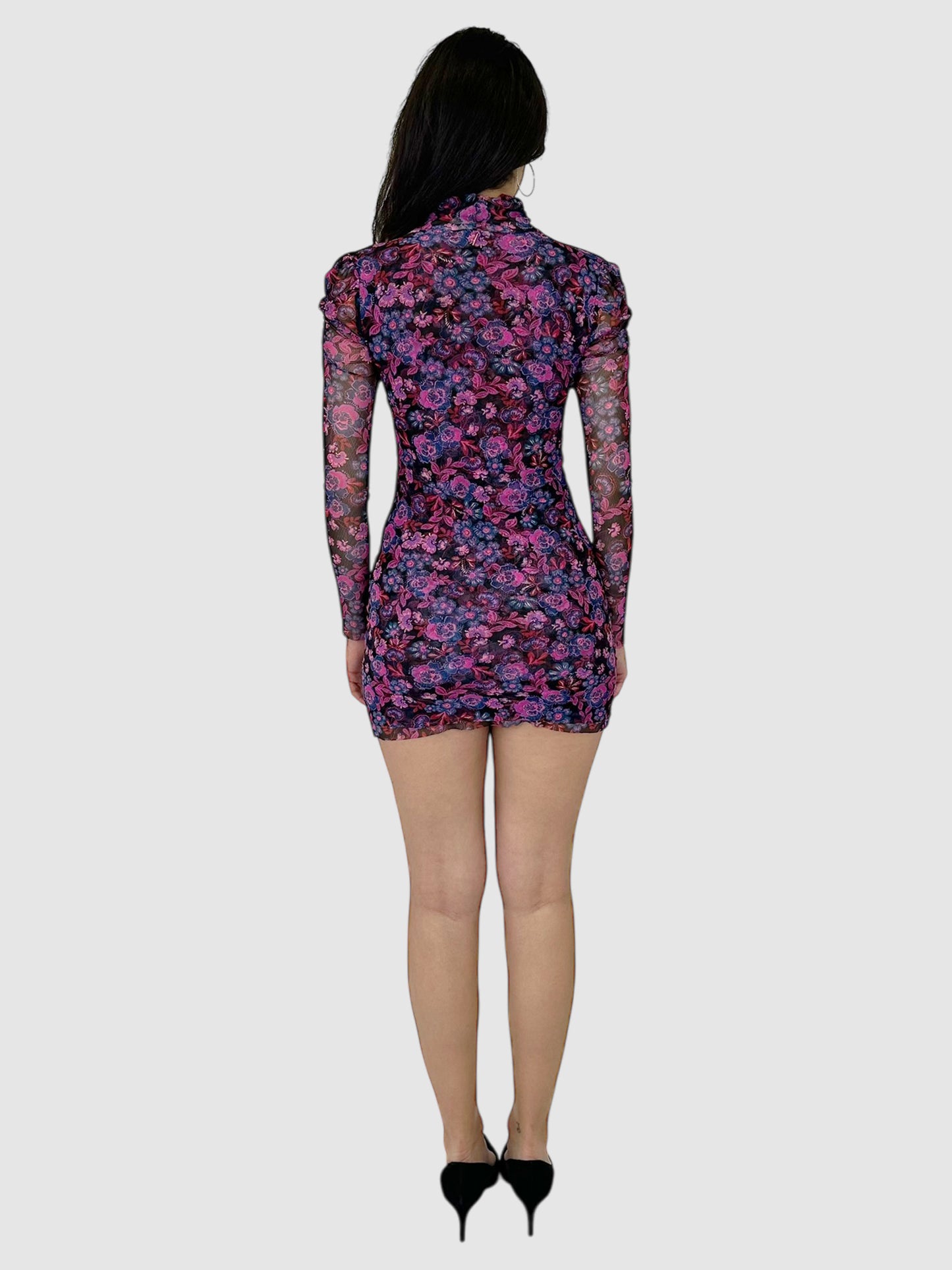 Stormi Floral Mesh Mini Dress - Size XS