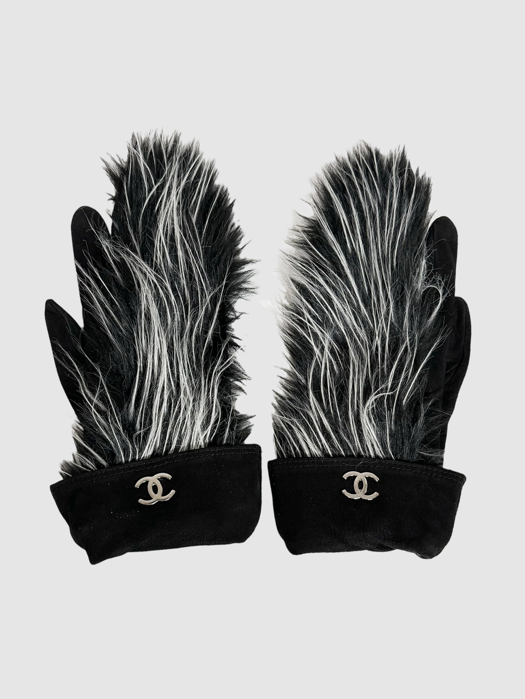 Suede Fur Gloves - Size 6