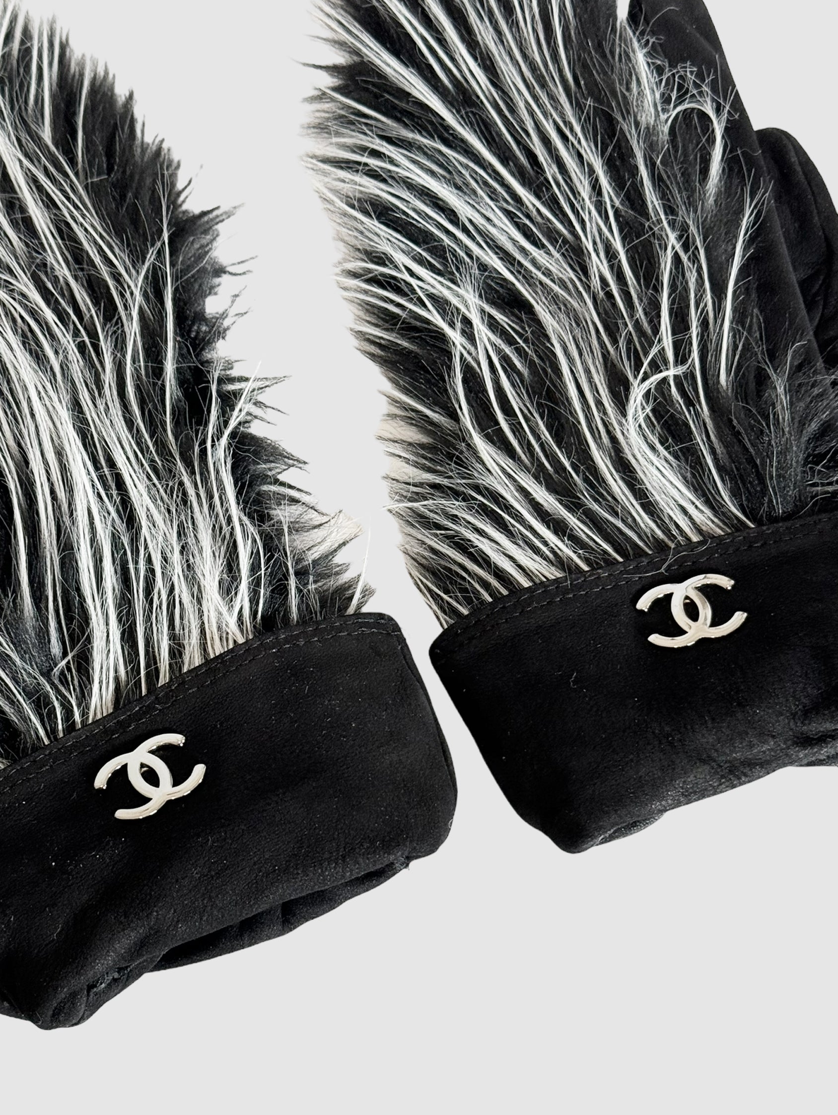 Suede Fur Gloves - Size 6