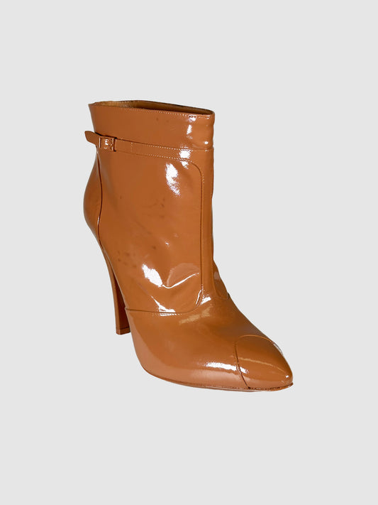 Patent Leather Ankle Boots - Size 37