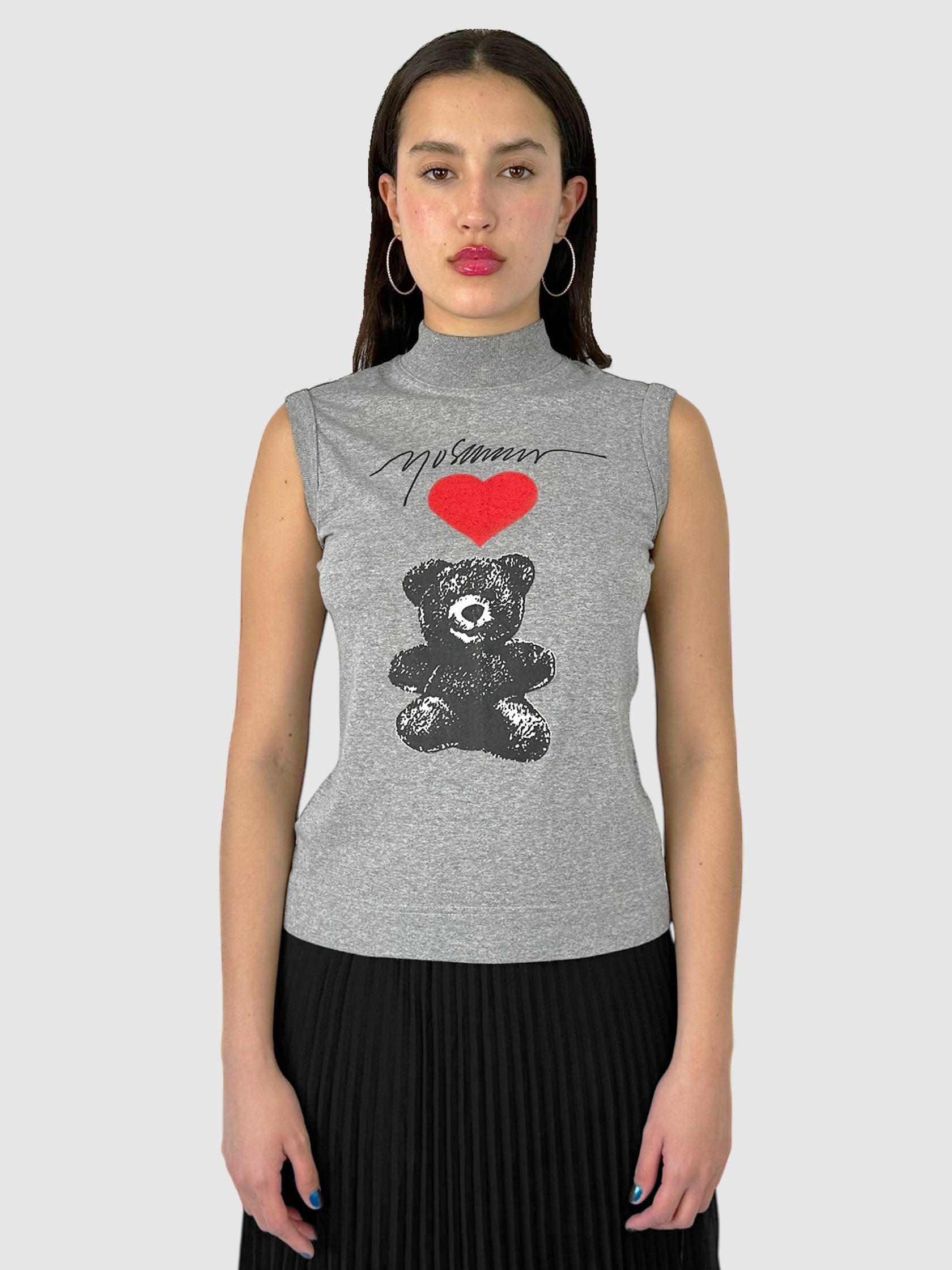 Teddy Bear Graphic Sleeveless Top - Size 42
