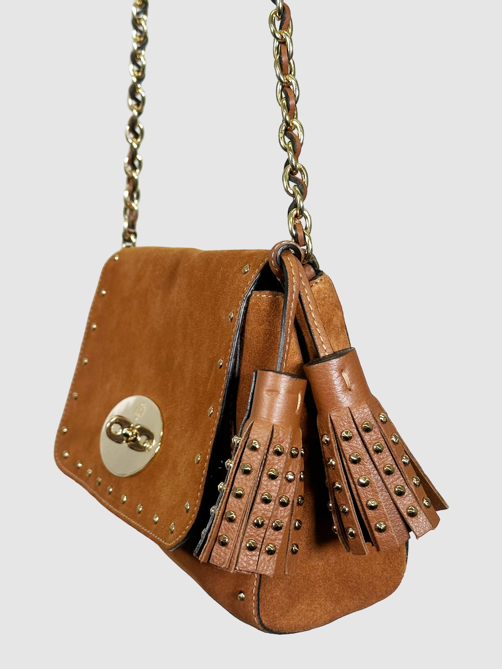 Suede Chain Crossbody Bag