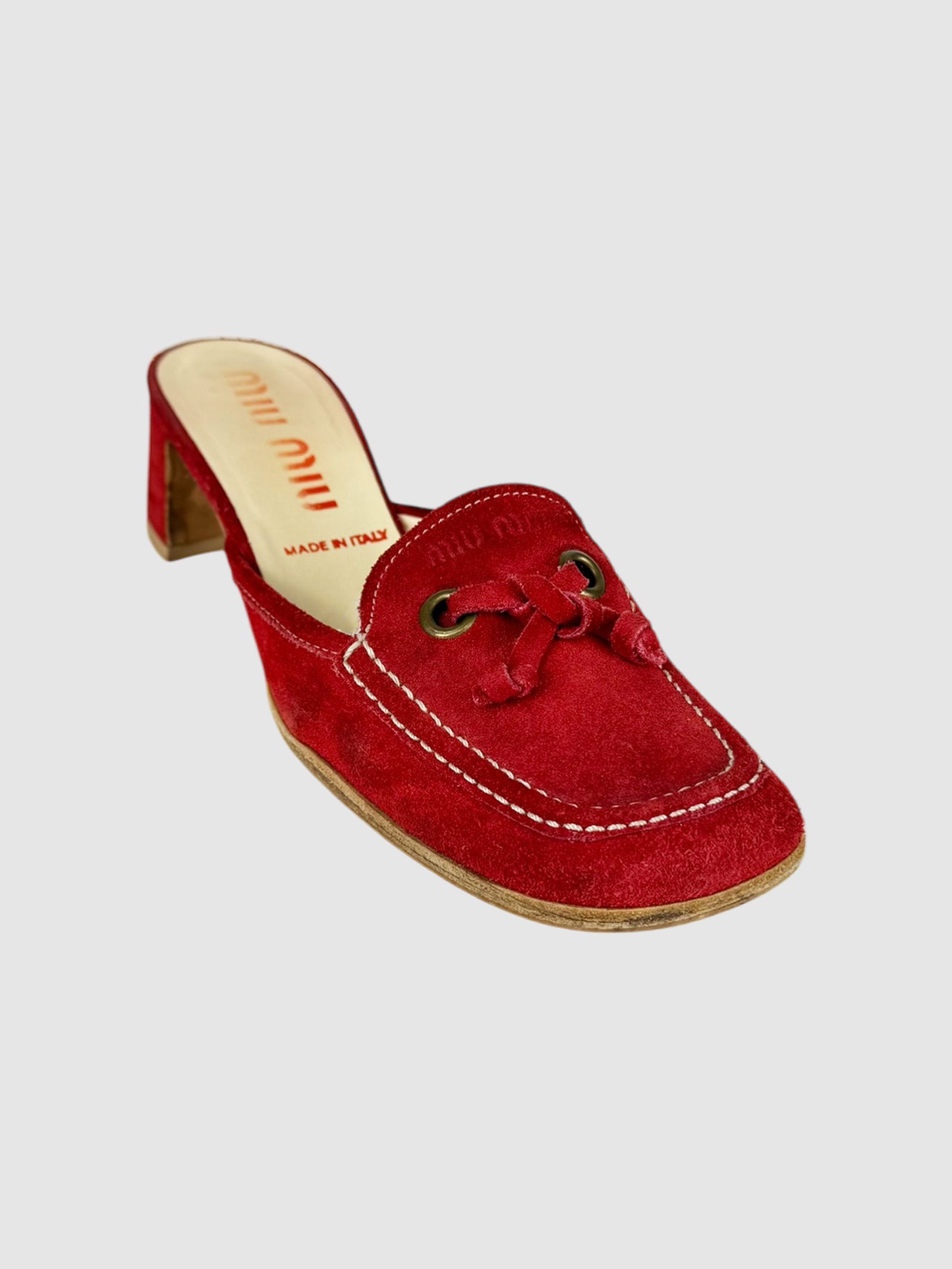 Suede Heel Mules - Size 35.5