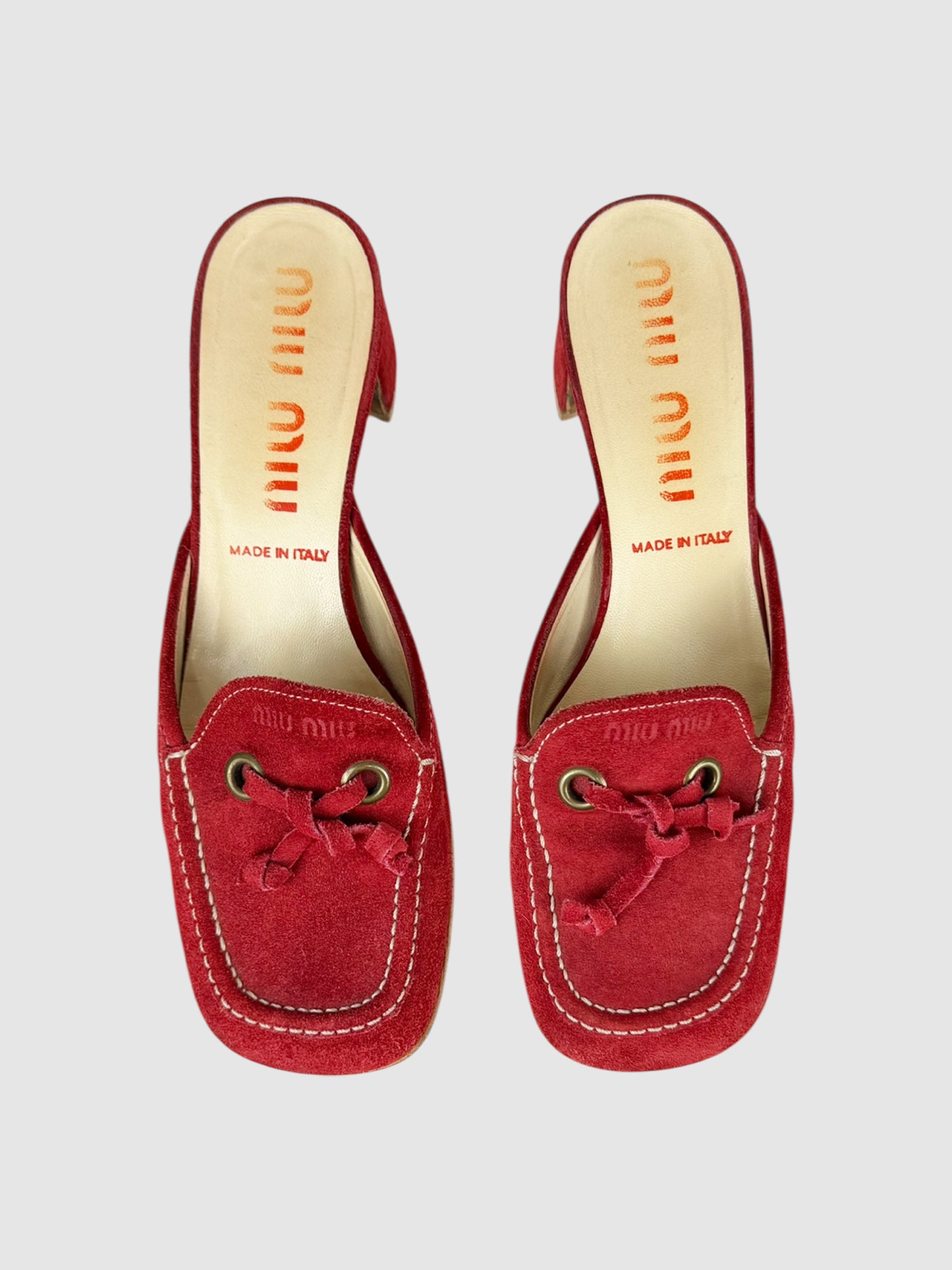 Suede Heel Mules - Size 35.5
