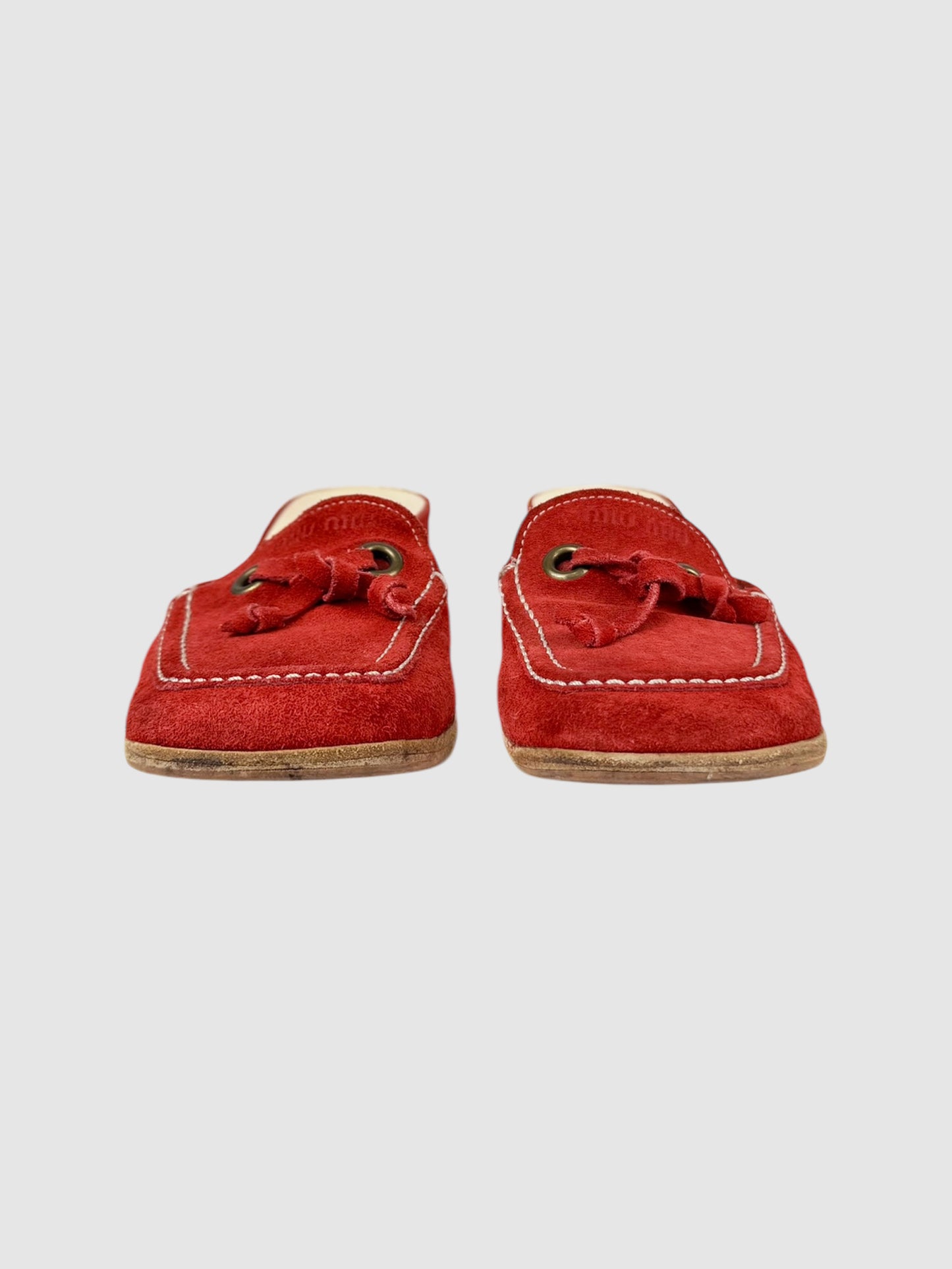 Suede Heel Mules - Size 35.5