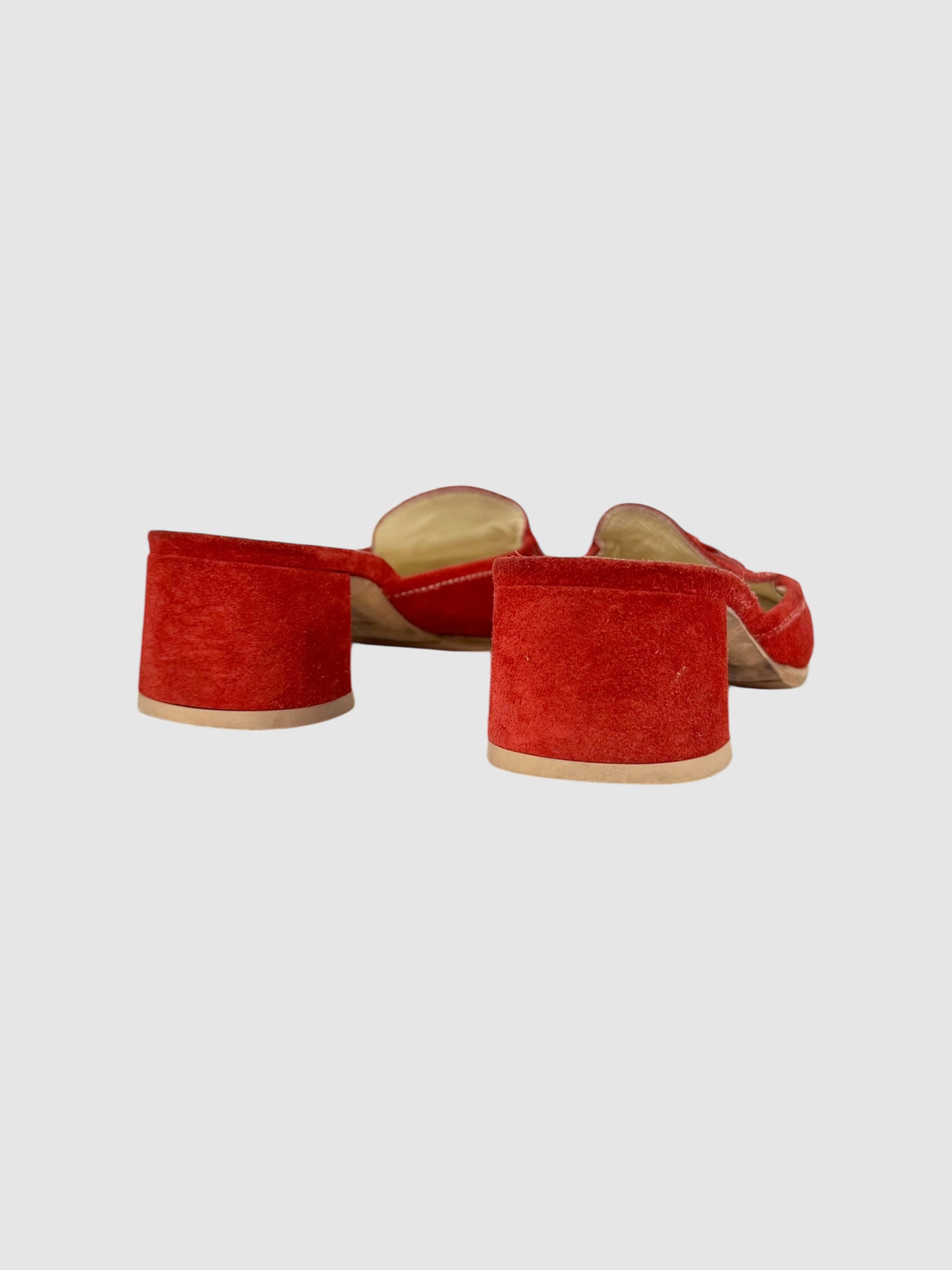 Suede Heel Mules - Size 35.5