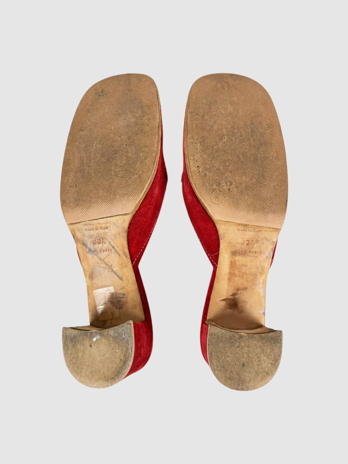 Suede Heel Mules - Size 35.5