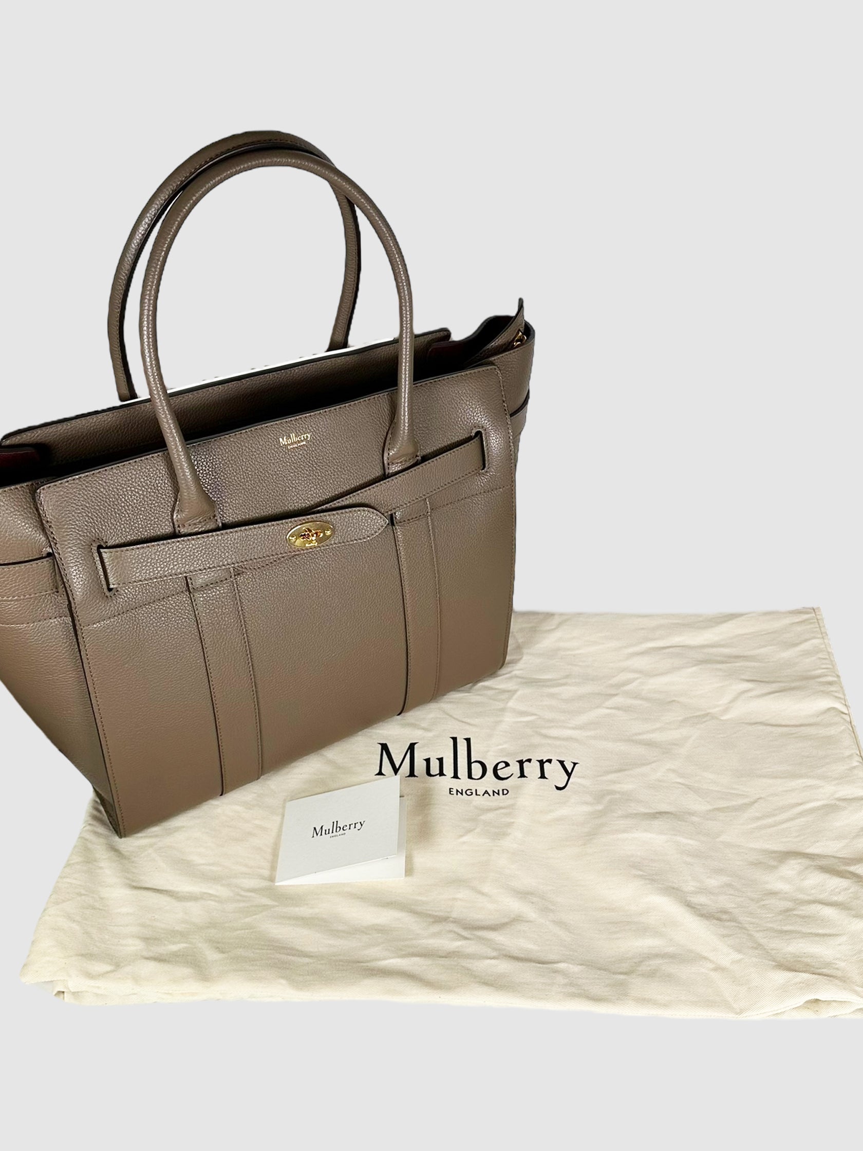 Mulberry Beige Leather Zipped Bayswater Tote Bag Consignment Secondhand Designer Luxury Resale Toronto Trendy