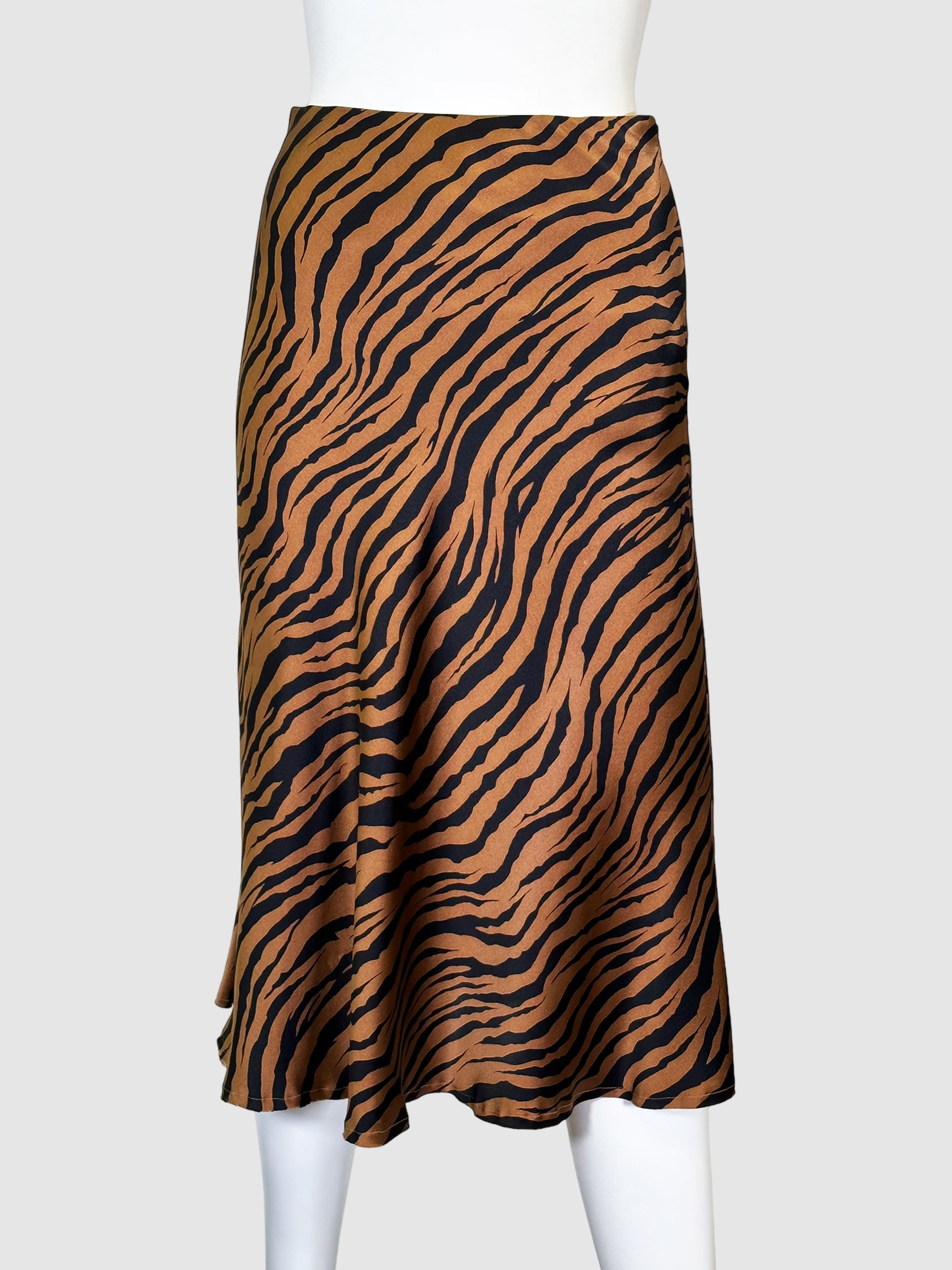 Nili Lotan Animal Print Satin Midi Skirt Size 0