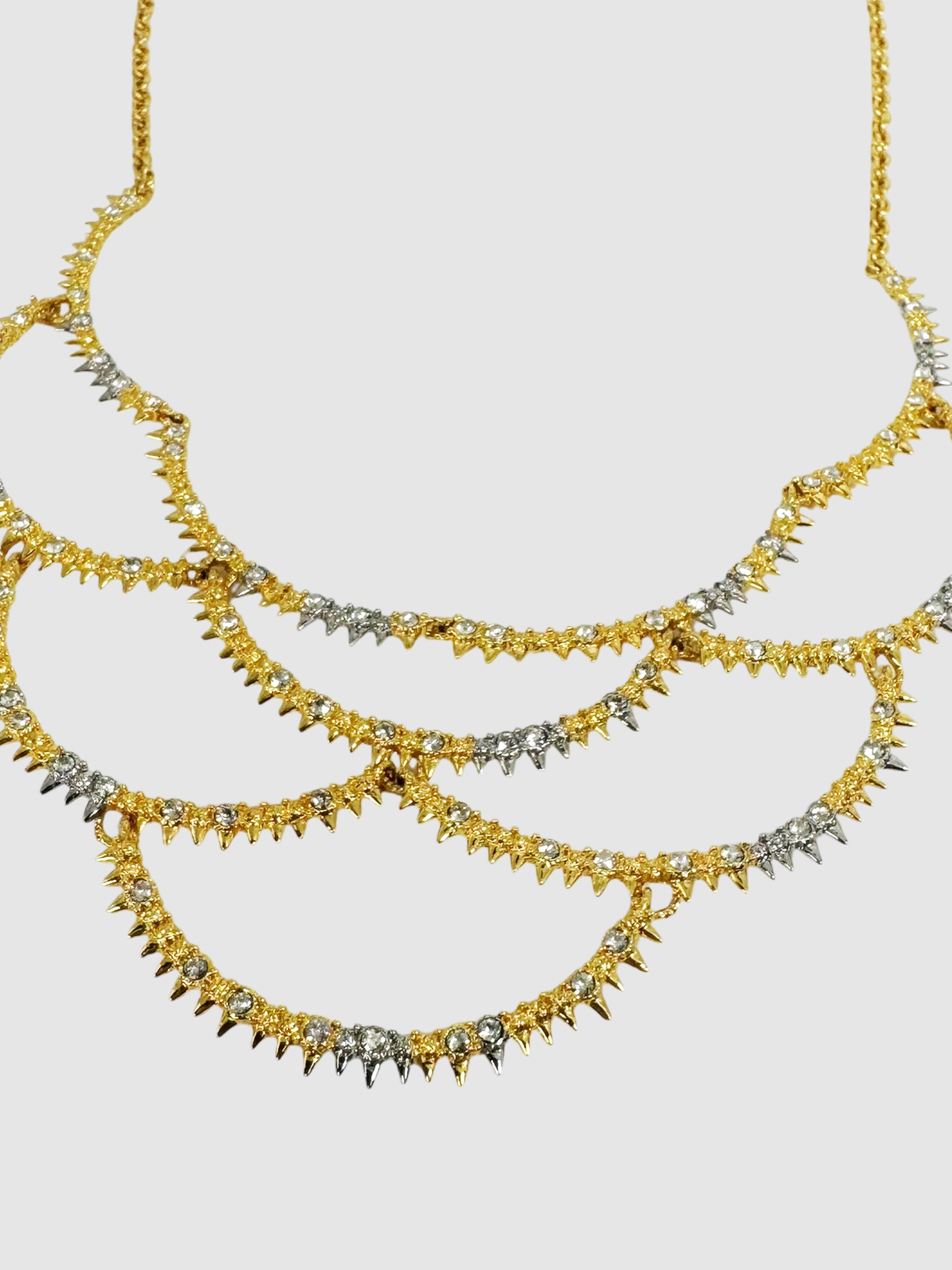 Spiked Scalloped Bib Necklace