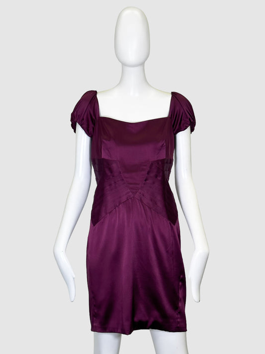 Puff Sleeve Silky Dress - Size S