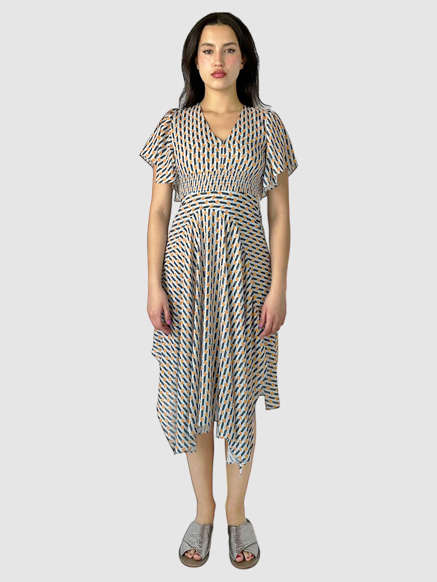 Geometric Print Midi Dress - Size M
