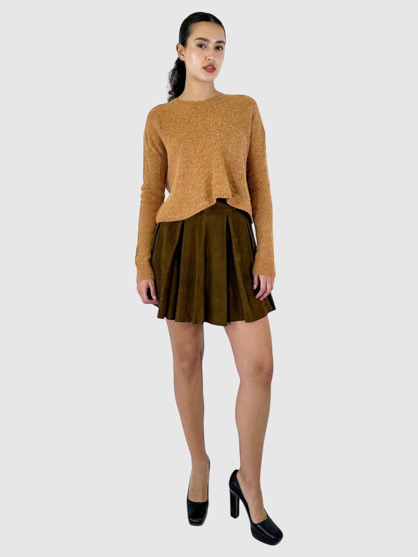 Linen and Wool Knit Cropped Sweater - Size S