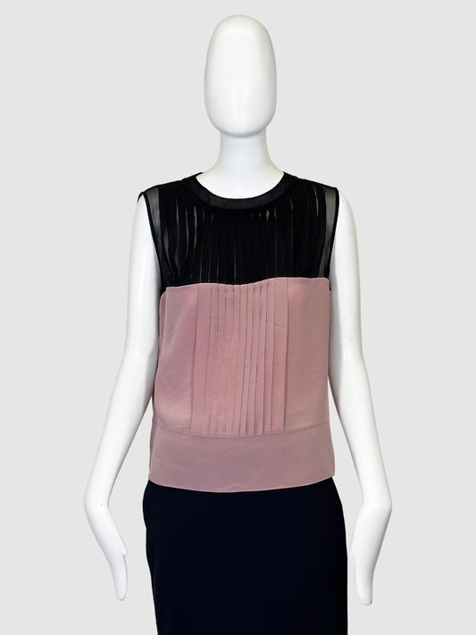 Colourblock Silk Sleeveless Blouse - Size 42
