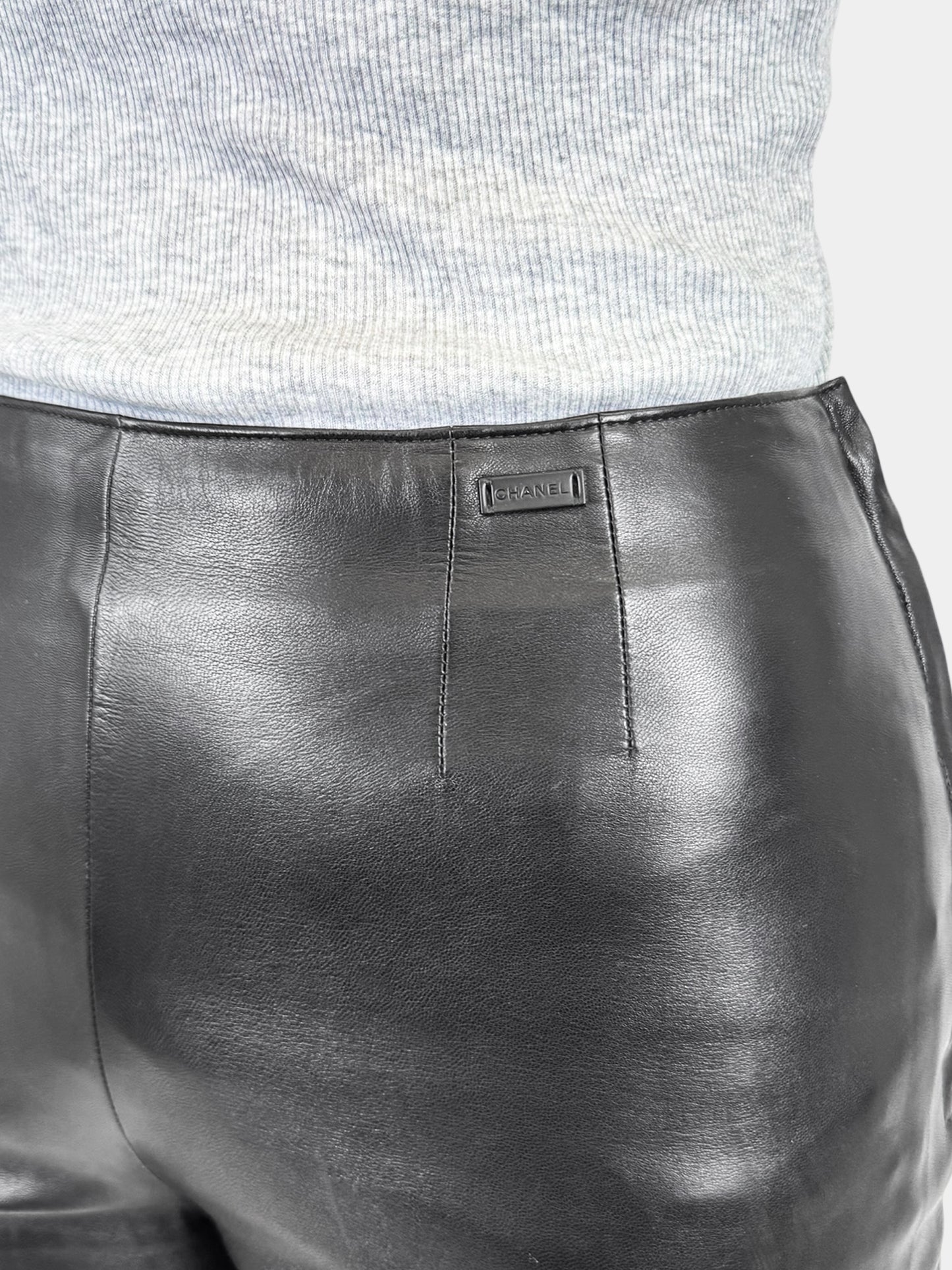 Straight Leg Leather Pants - Size 36