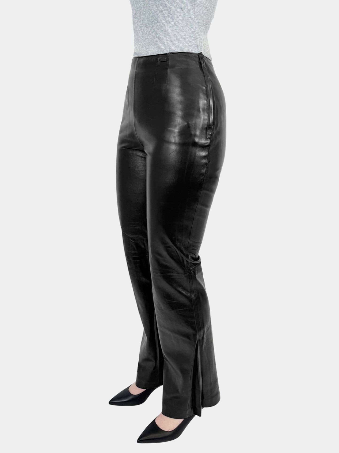 Straight Leg Leather Pants - Size 36