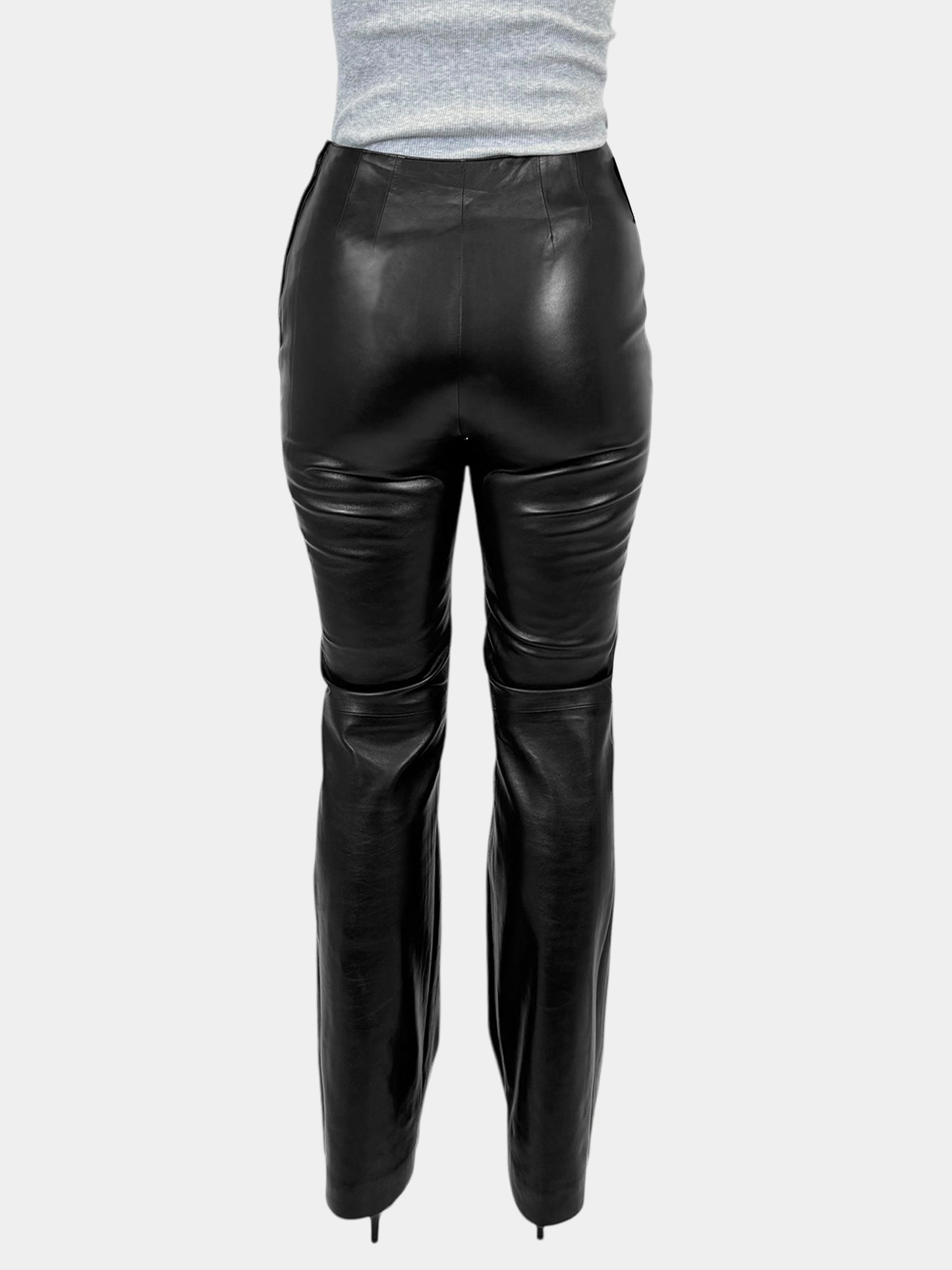 Straight Leg Leather Pants - Size 36