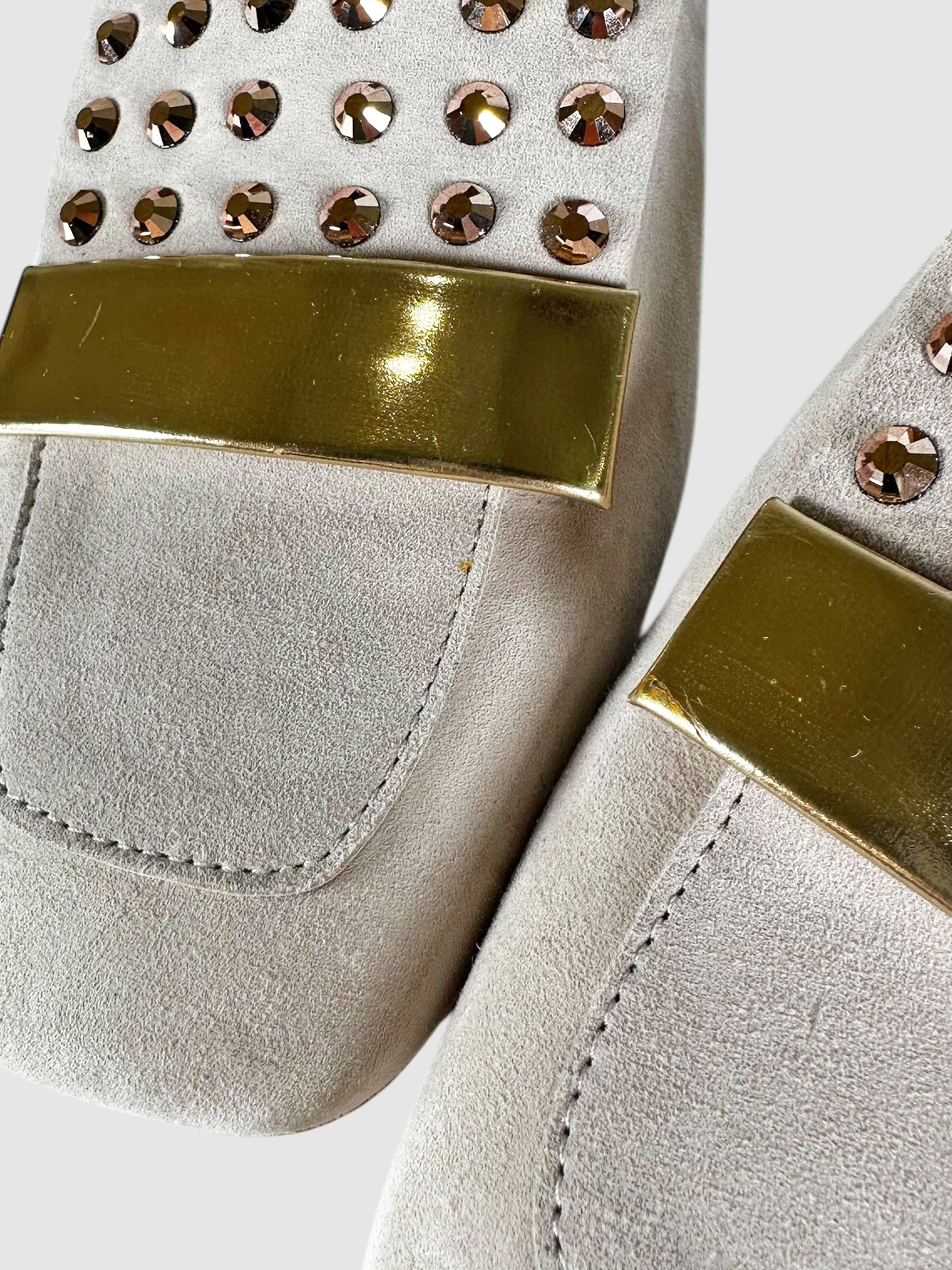 Suede Studded Loafers