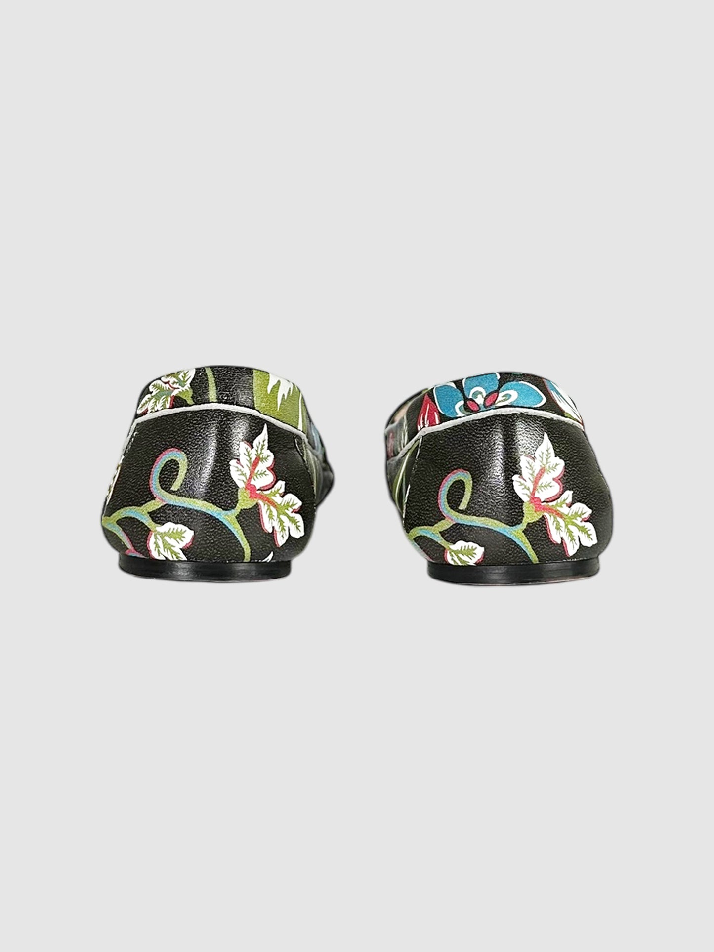Leather Floral Loafers - Size 38