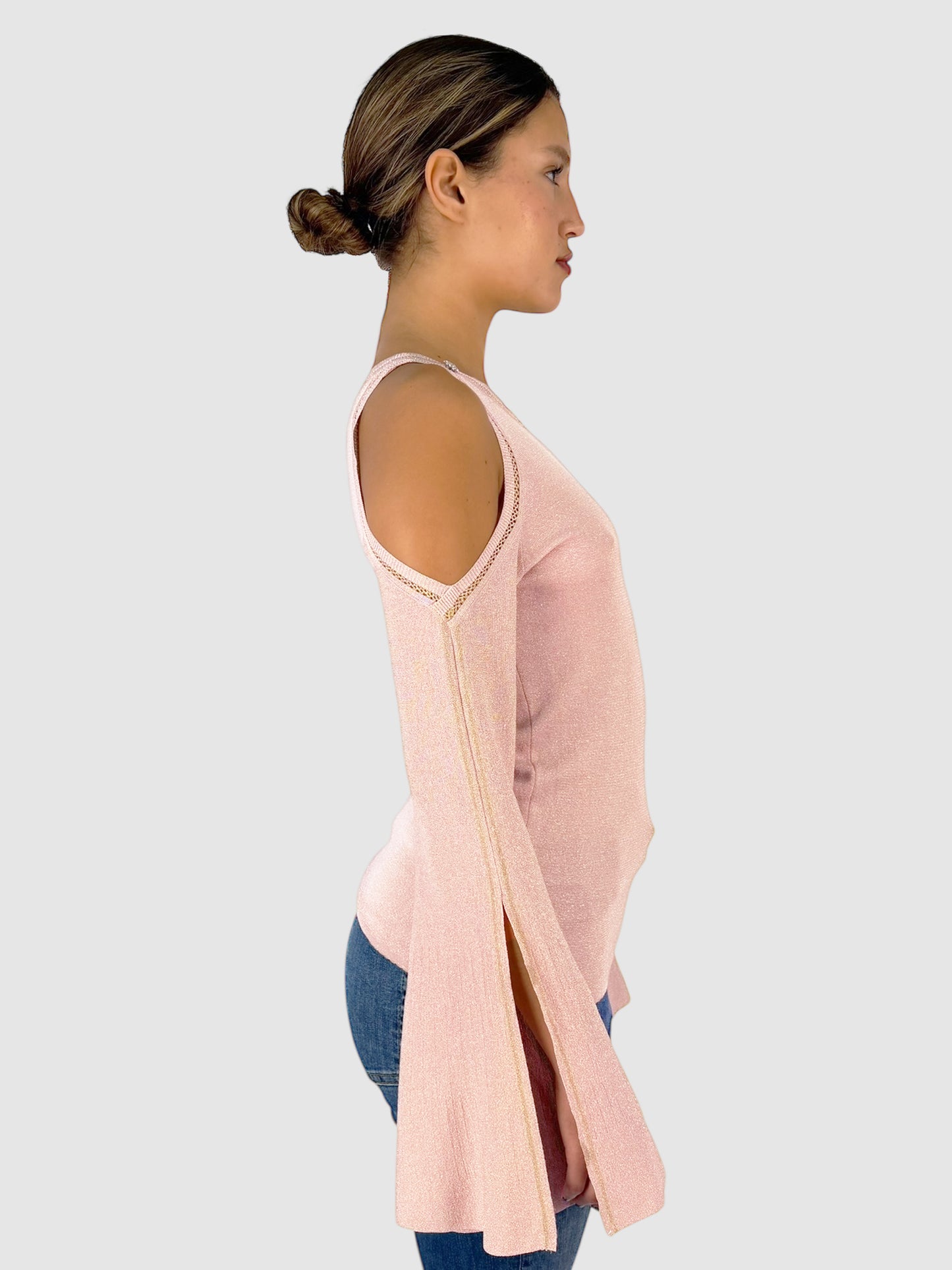 Metallic Cold Shoulder Top