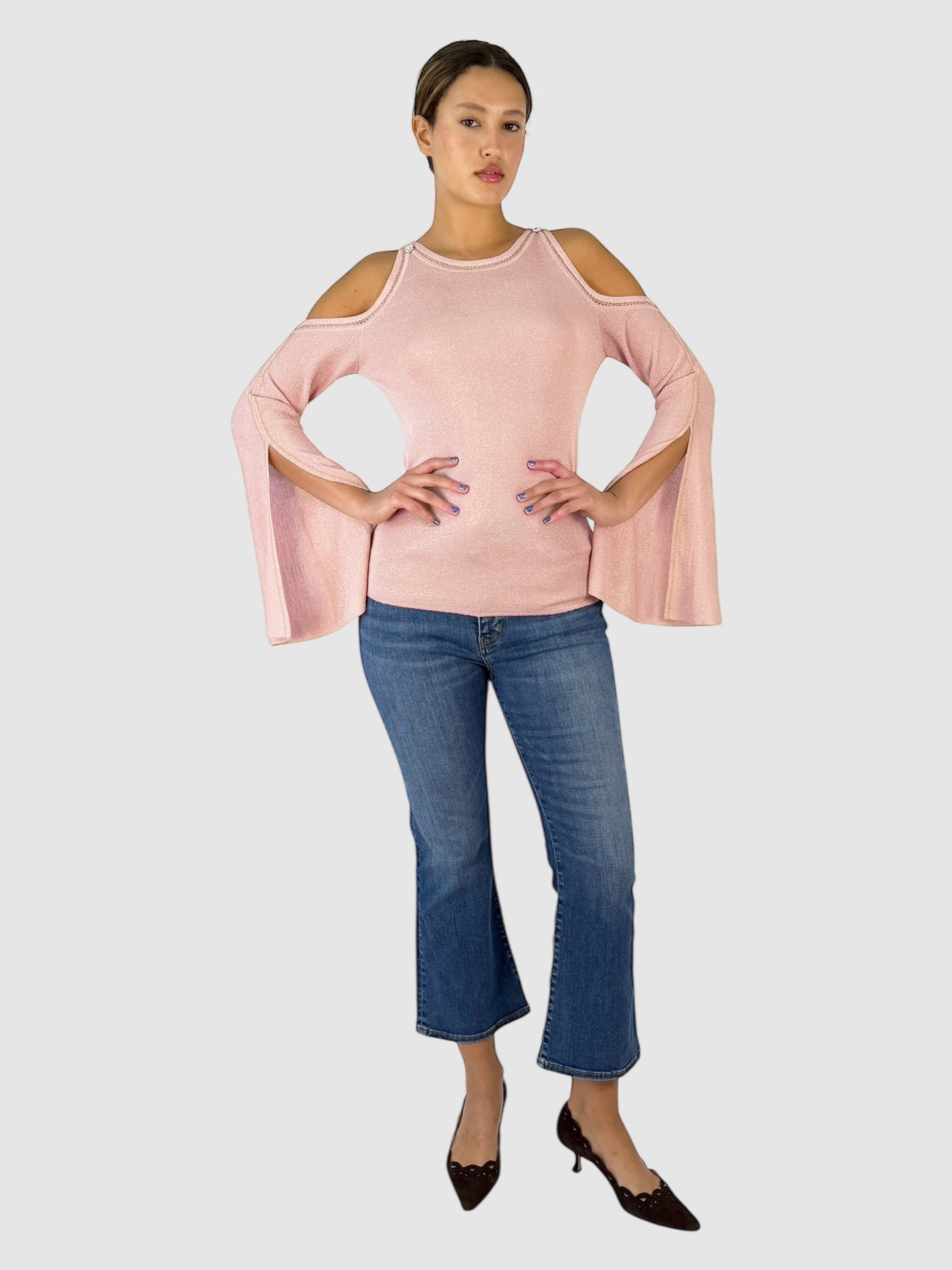 Metallic Cold Shoulder Top