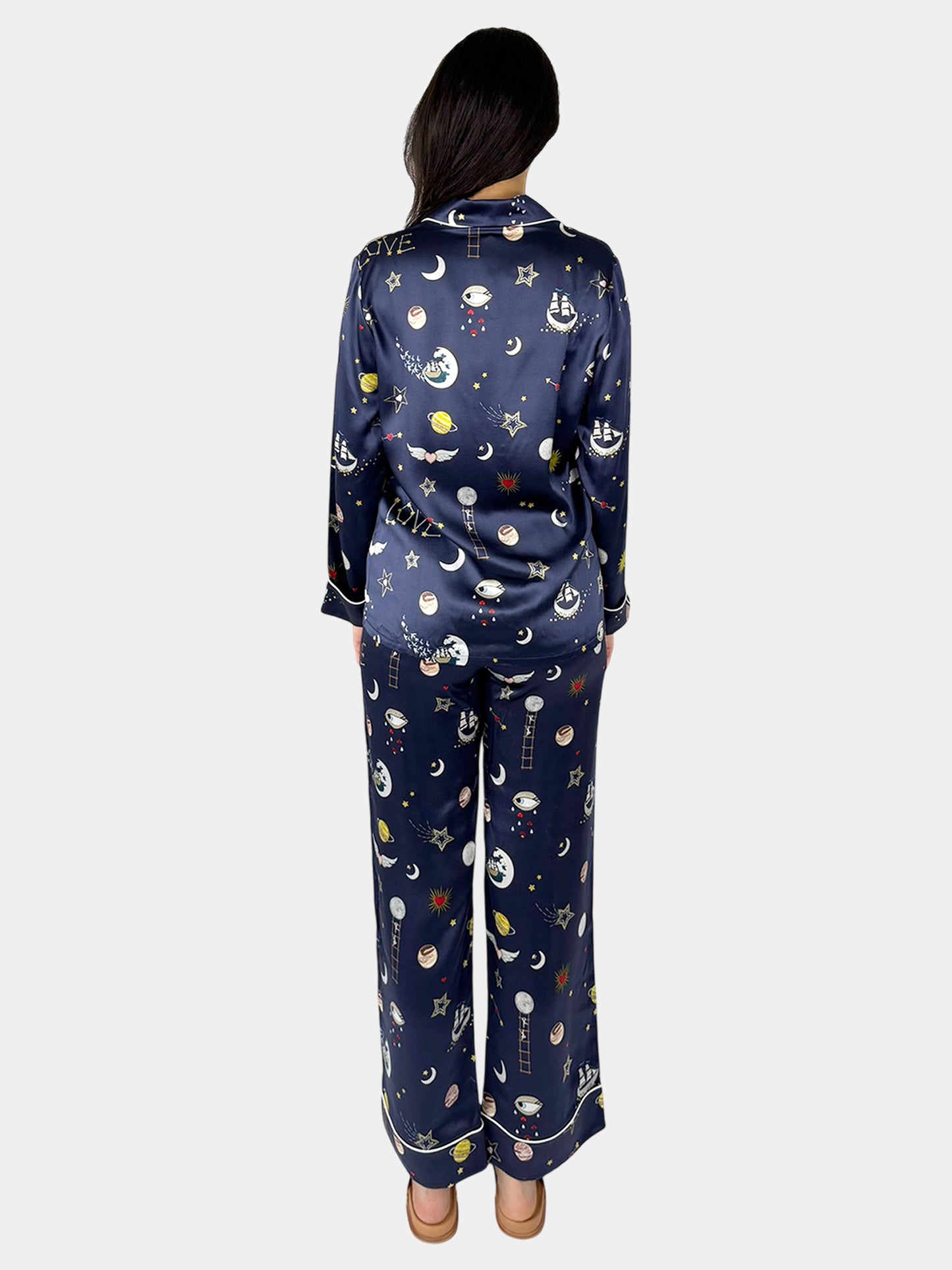 Lila Cosmic Silk Pyjama 2-Piece Set - Size M