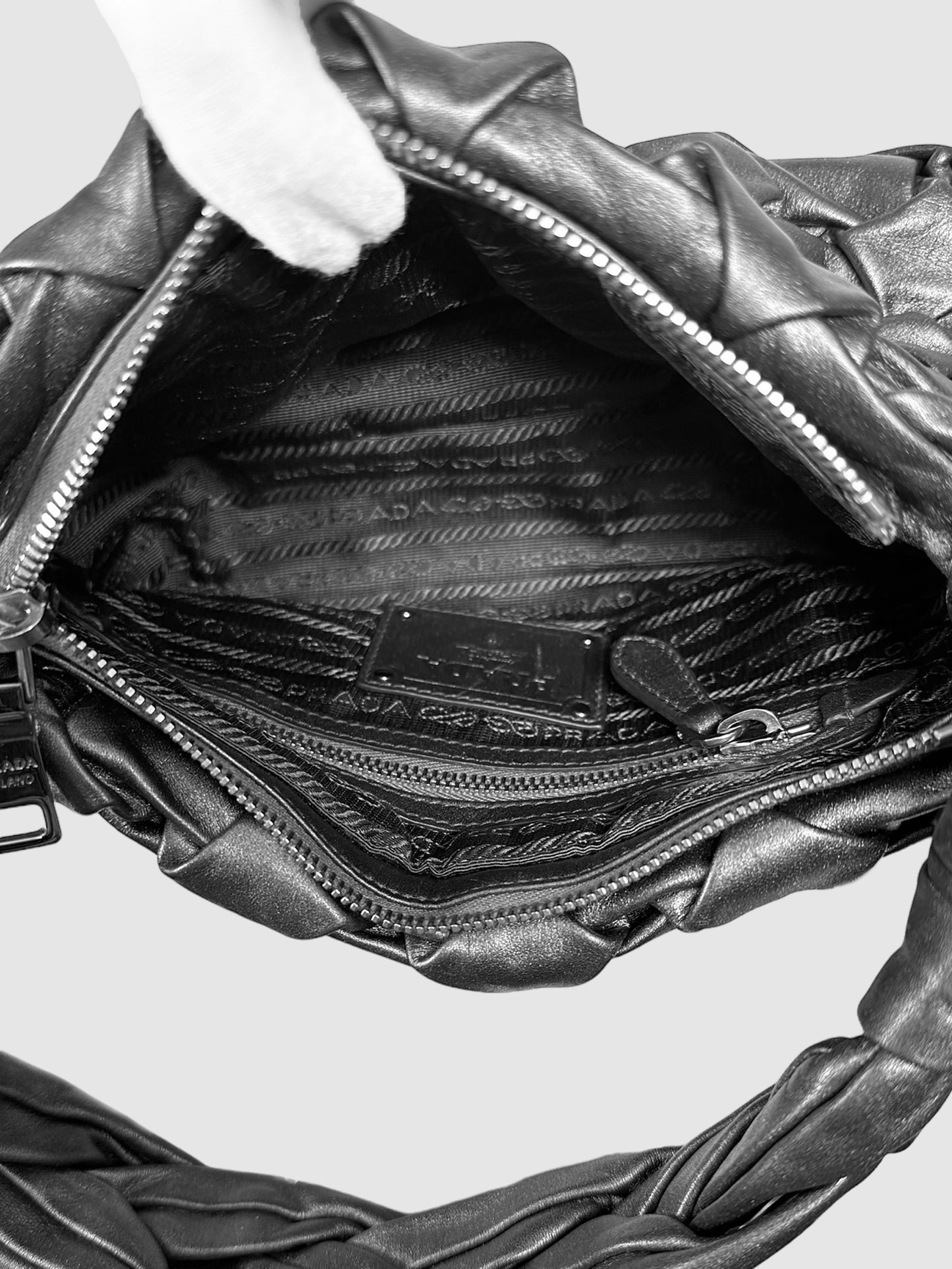 Woven Nappa B Shoulder Bag