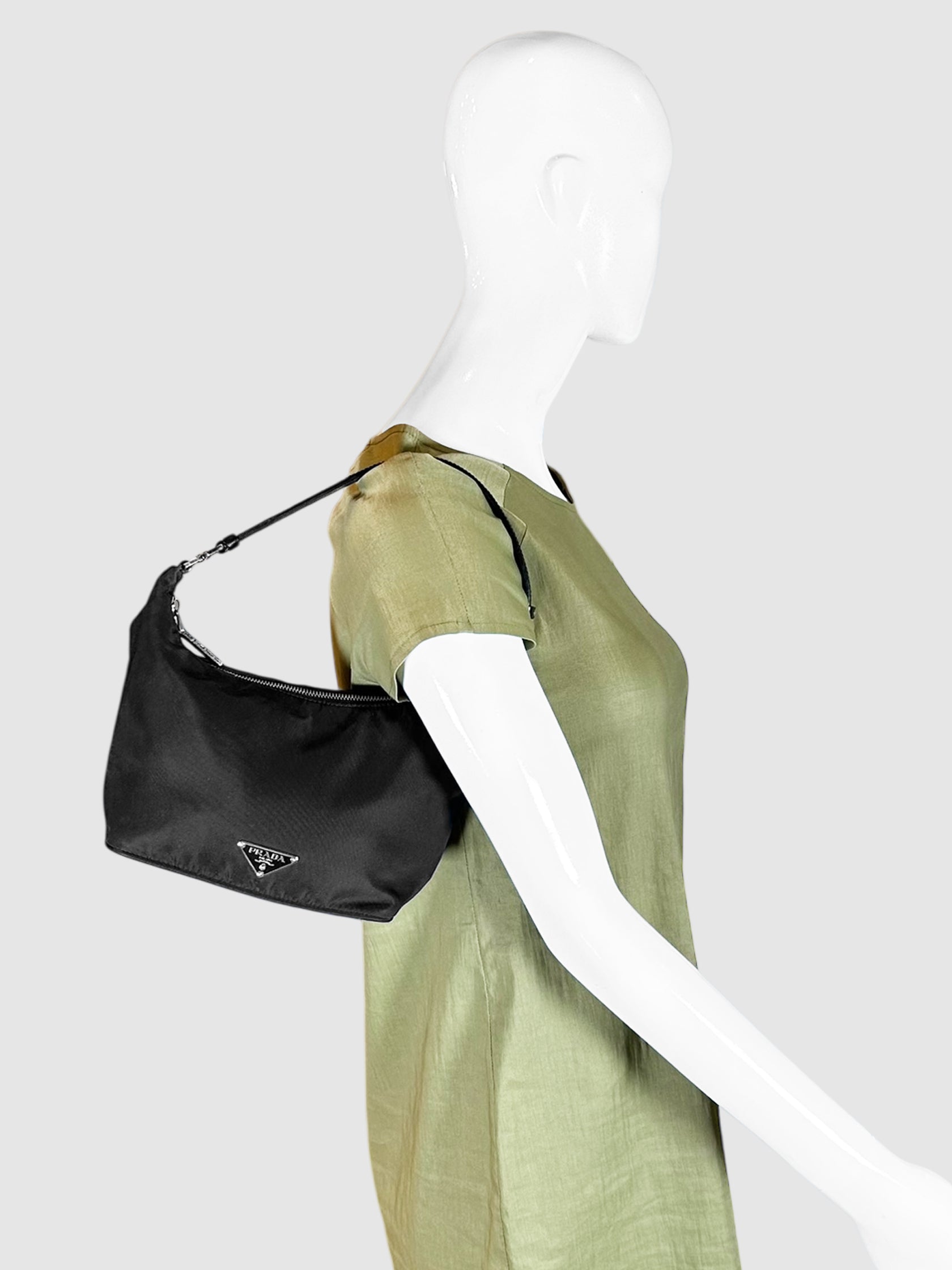 Prada Black Tessuto Nylon Shoulder Bag Luxury Designer Resale Consignment Secondhand Toronto Canada