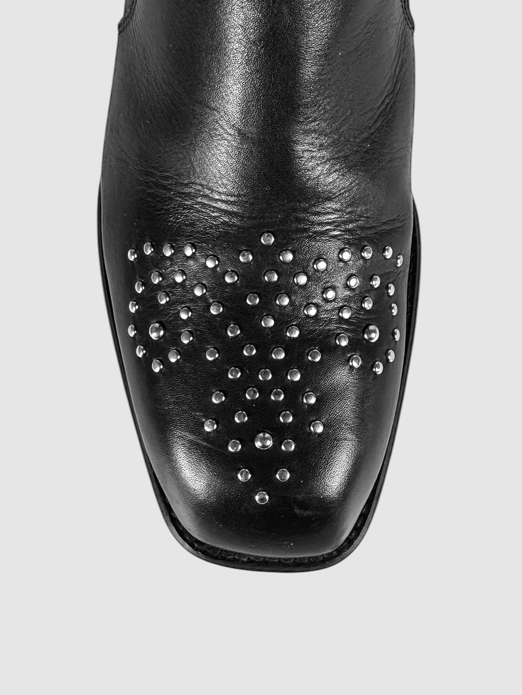 Studded Heeled Ankle Boots - Size 38