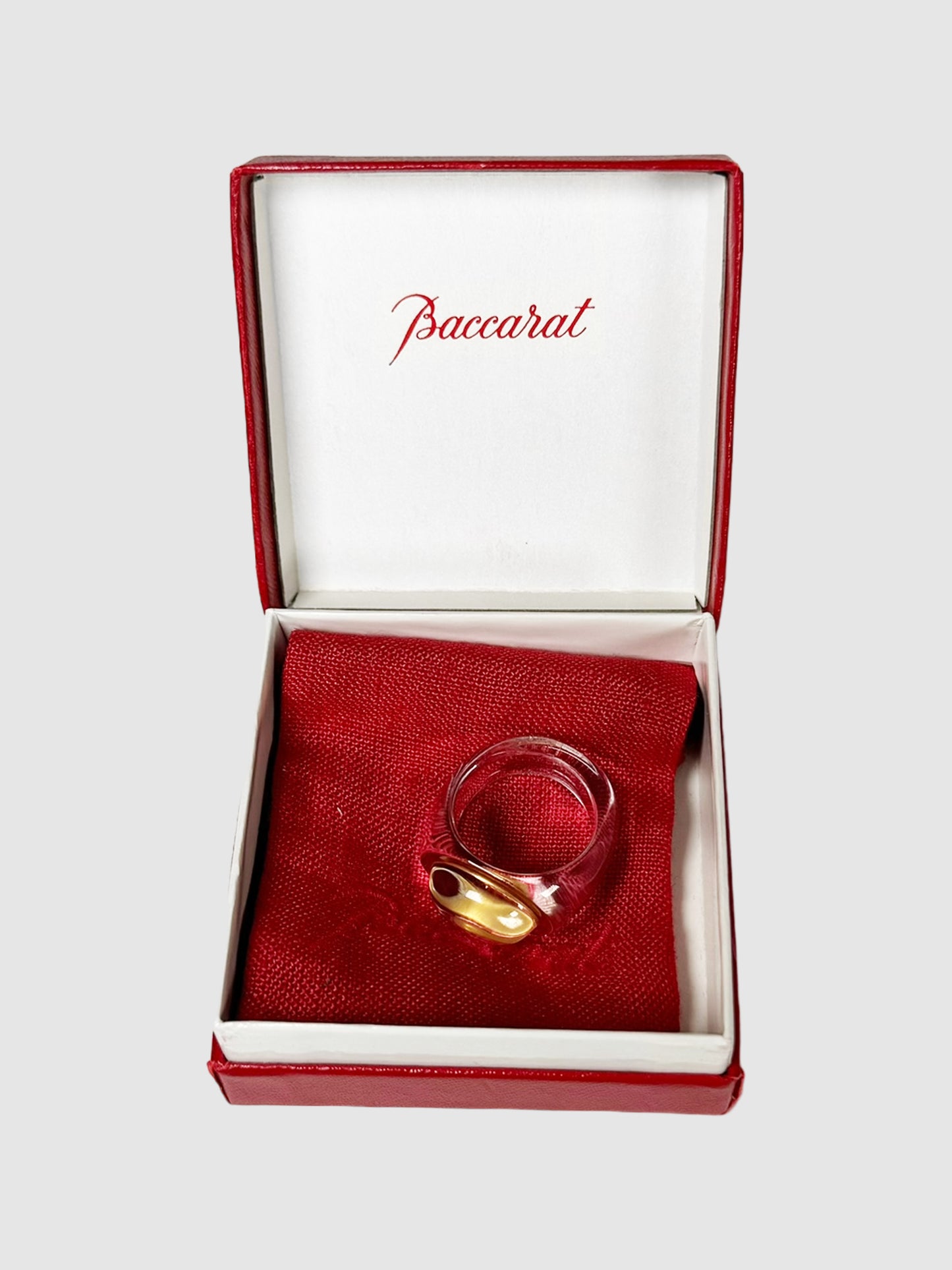 Baccarat Transparent Crystal Ring with Gold-Tone Outline Consignment Secondhand Designer Luxury Resale Toronto Trendy