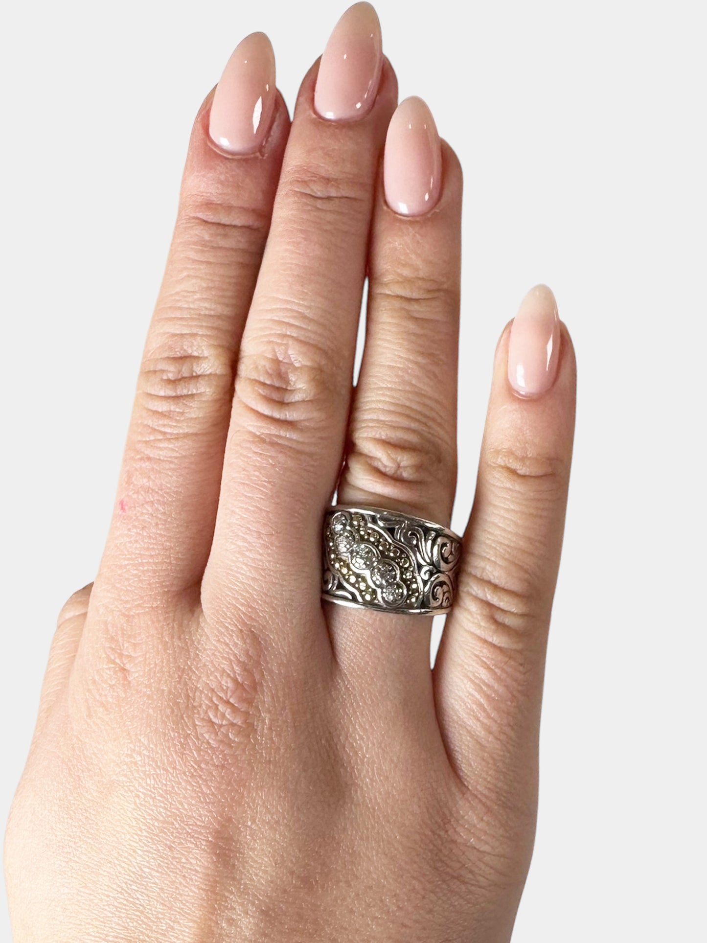 Diamond Bali Scroll Ring
