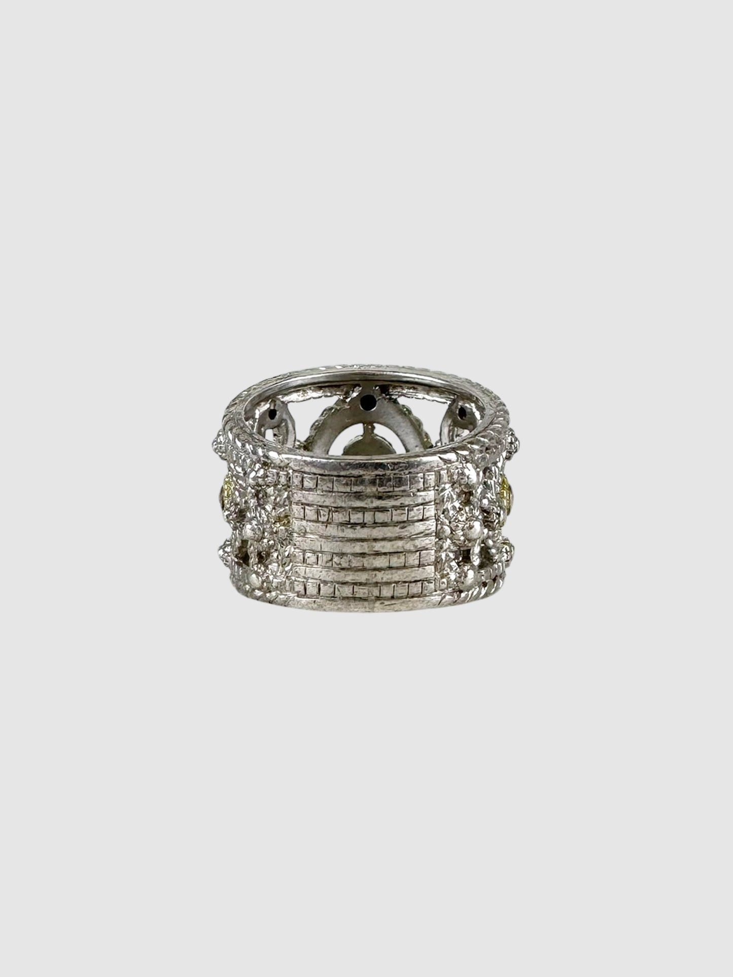 Sterling Silver Cutout Wide Band Ring