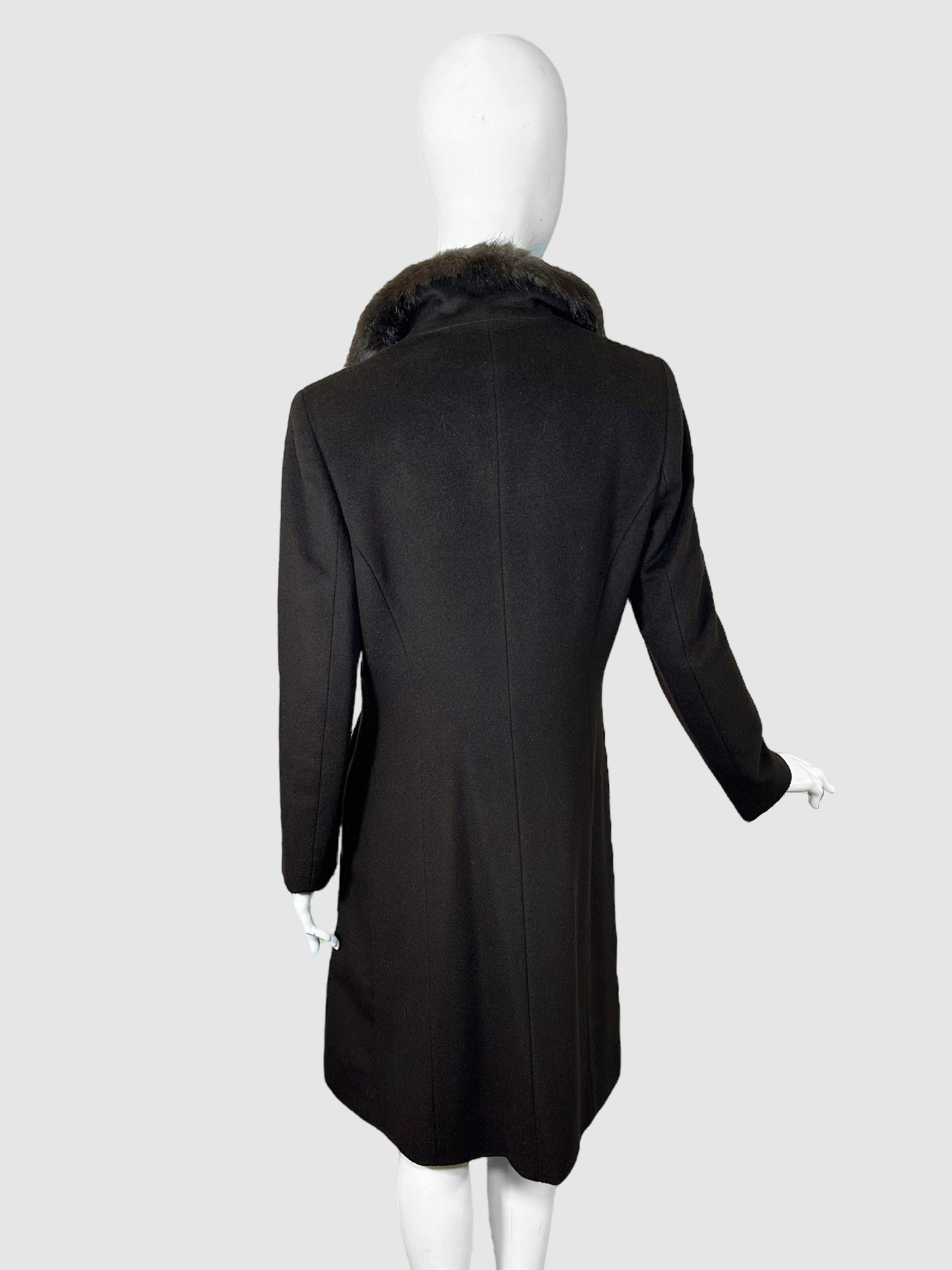 Cinzia Rocca Wool Coat with Fur Trim - Size 8