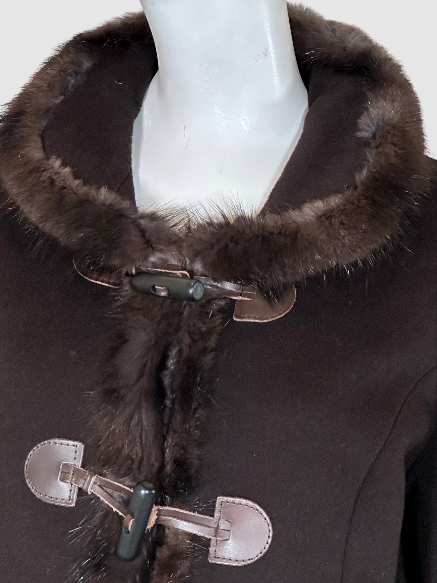 Cinzia Rocca Wool Coat with Fur Trim - Size 8