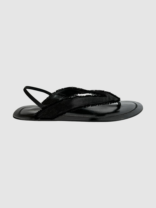 Fray Satin Thong Sandals - Size 39