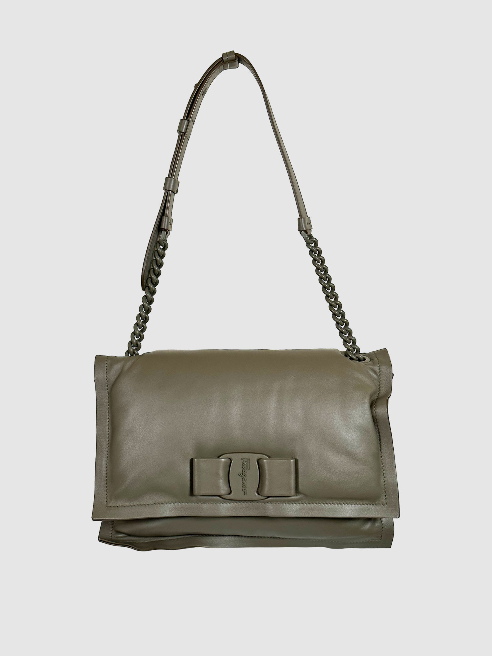 Salvatore Ferragamo Viva Bow Padded Leather Shoulder Bag – Second