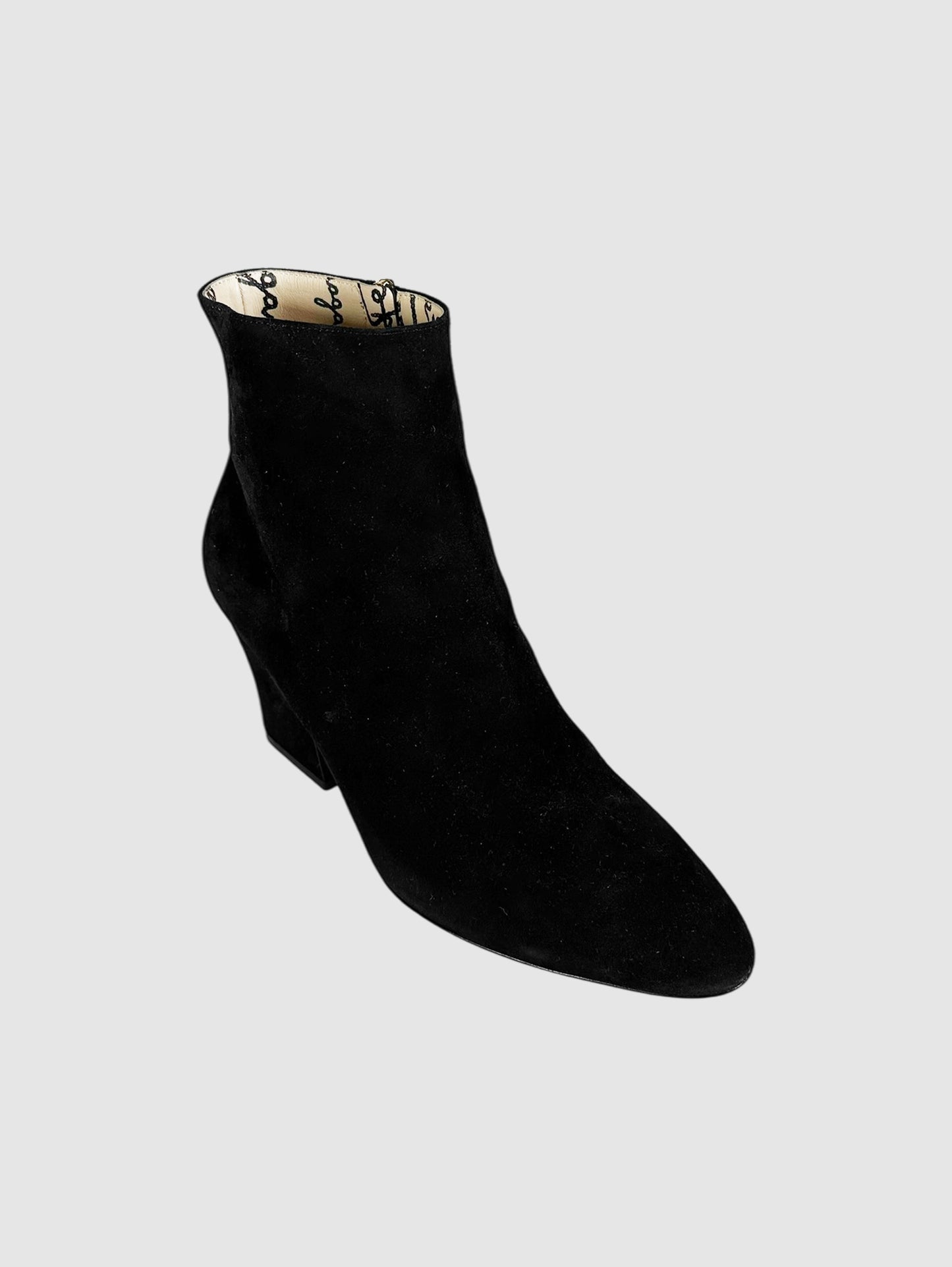 Suede Block Heel Ankle Boots - Size 7.5