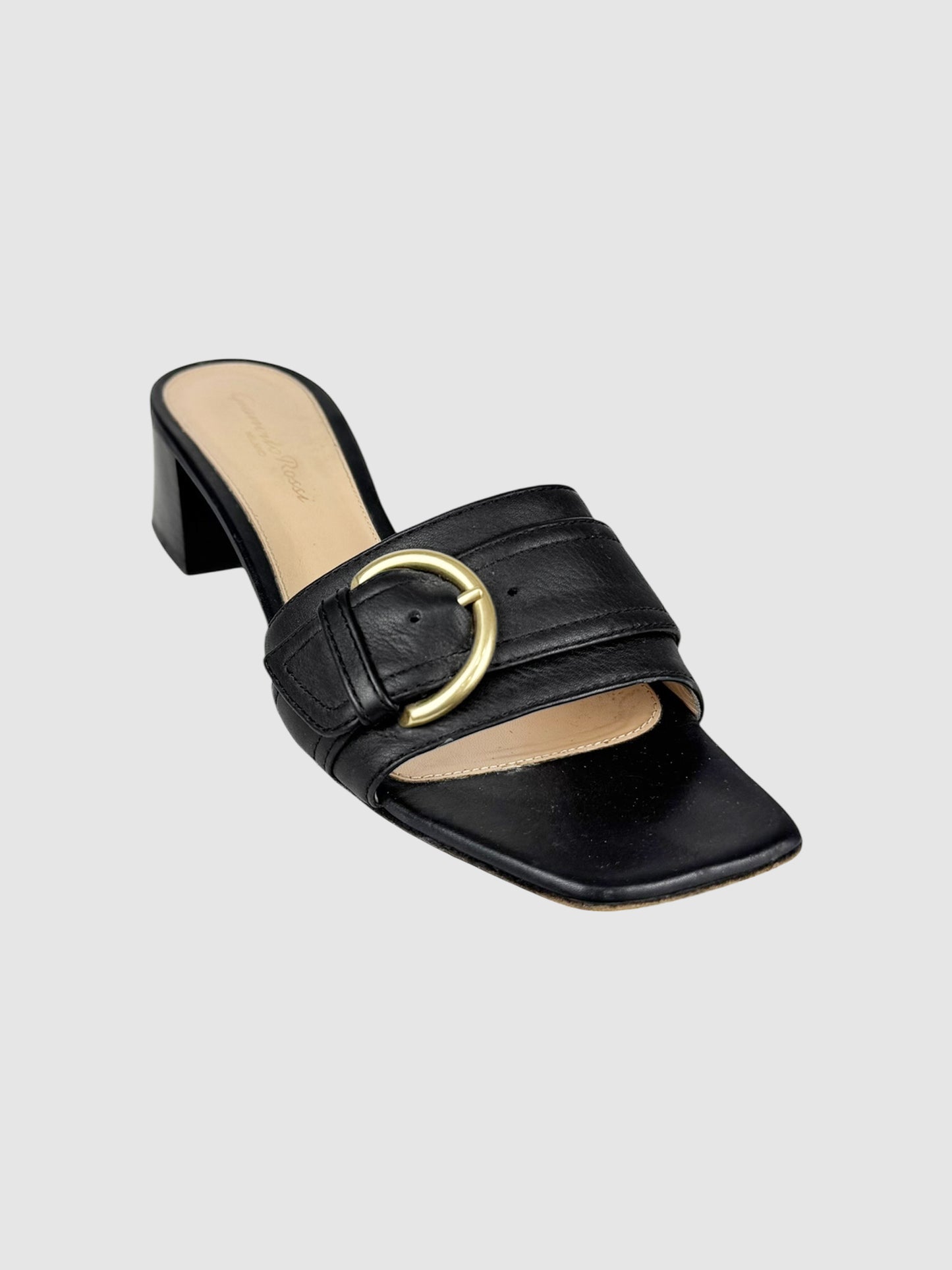 Buckle Leather Sandals - Size 37.5