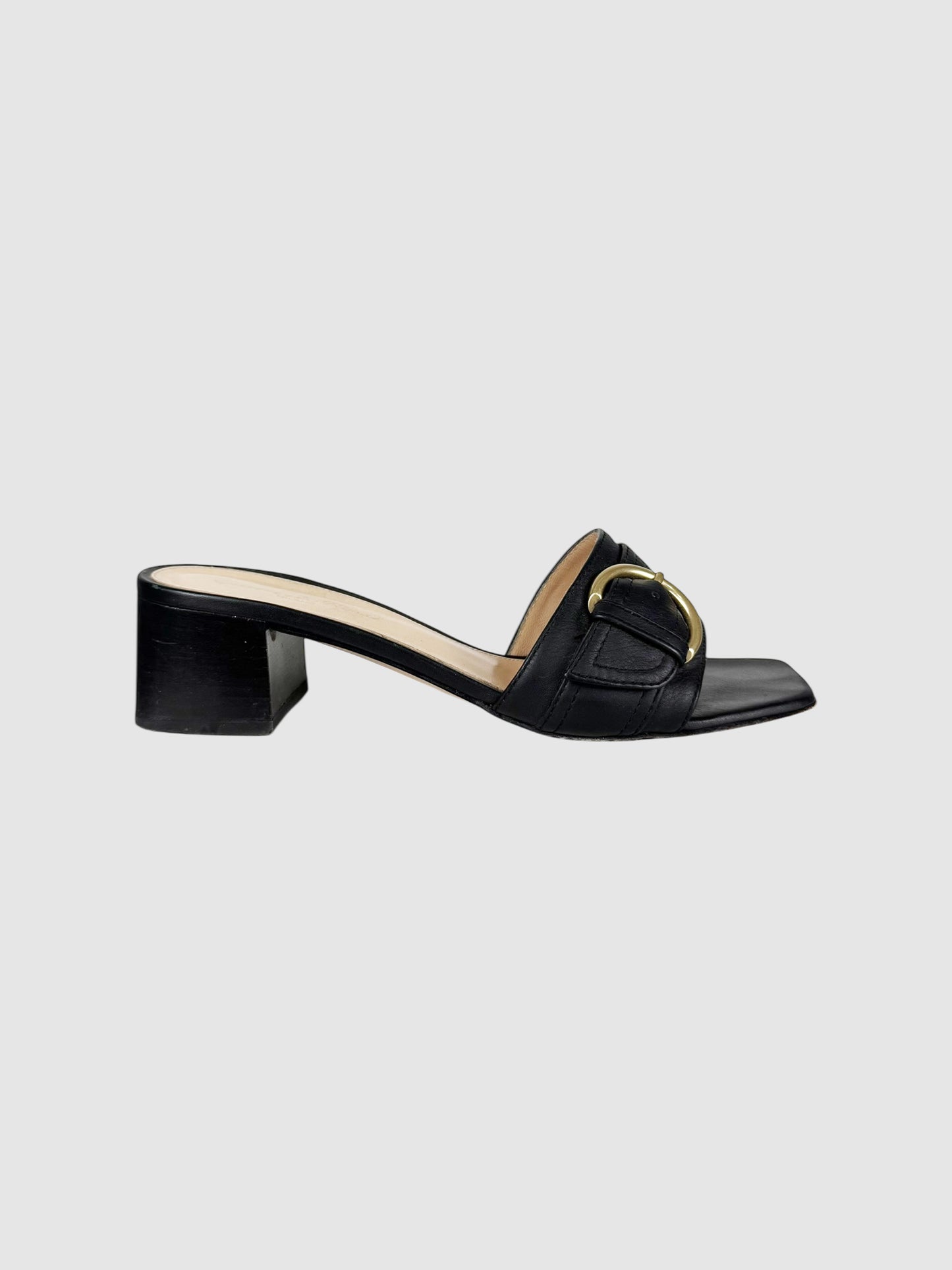 Buckle Leather Sandals - Size 37.5