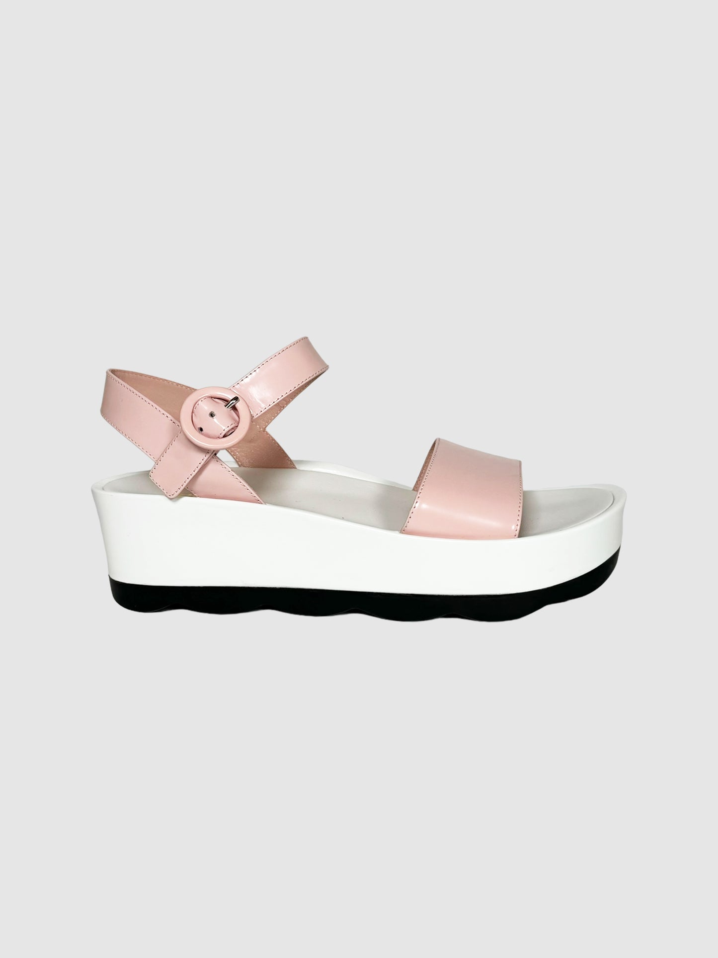 Leather Platform Sandals - Size 40.5