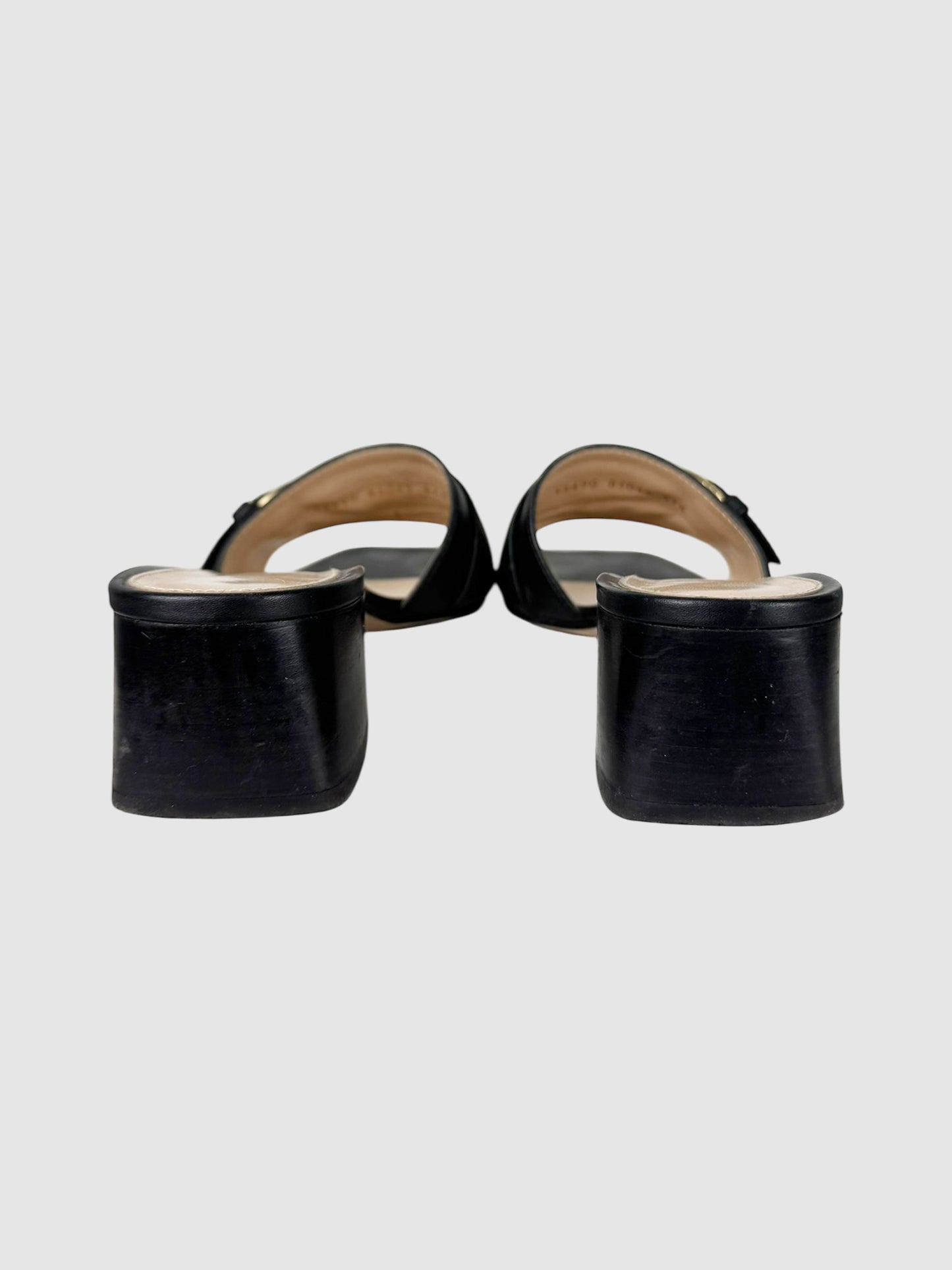 Buckle Leather Sandals - Size 37.5