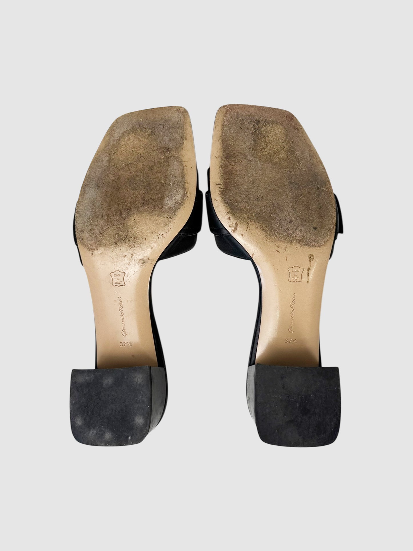 Buckle Leather Sandals - Size 37.5